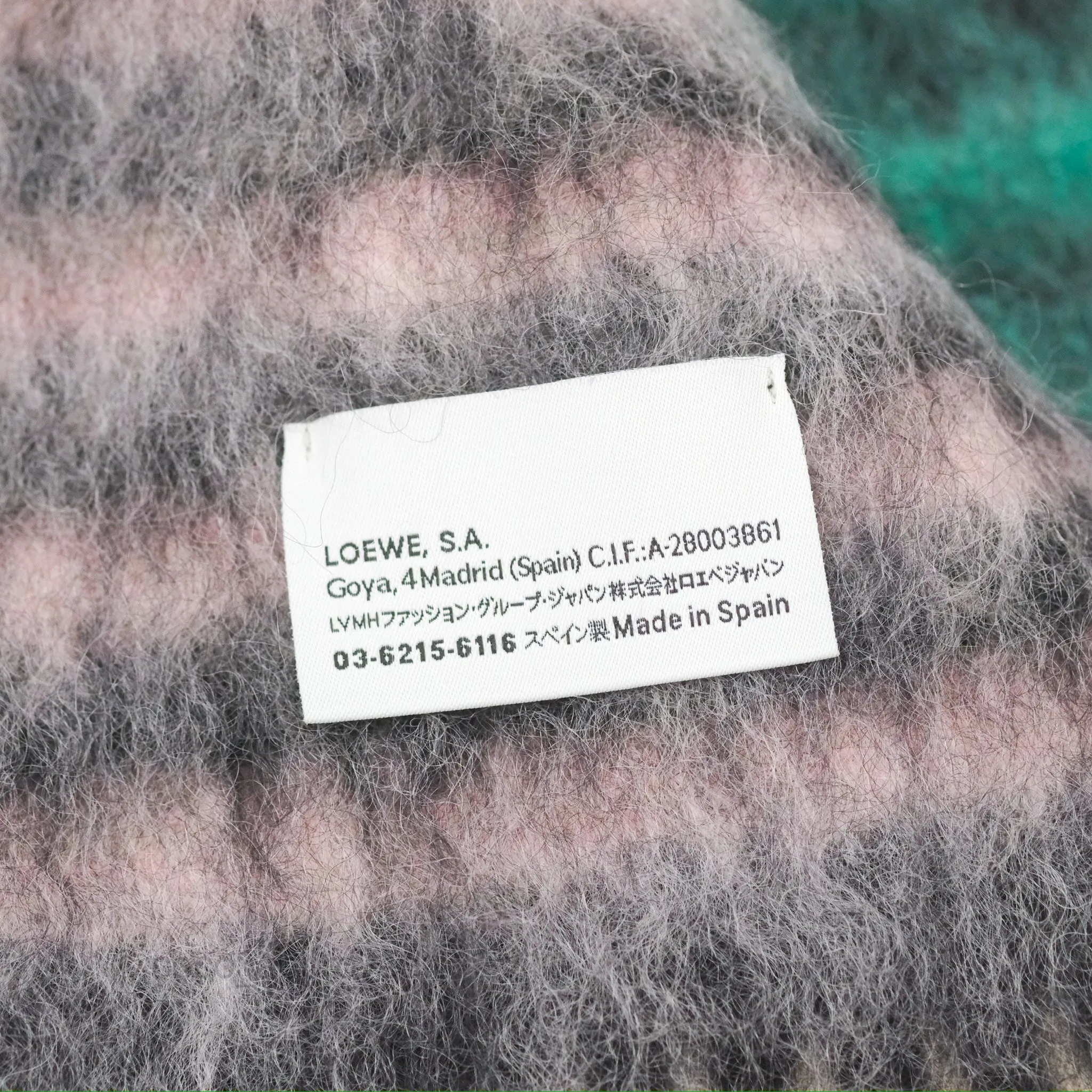 Loewe Mohair Scarf Stripe Pink / Green / Black