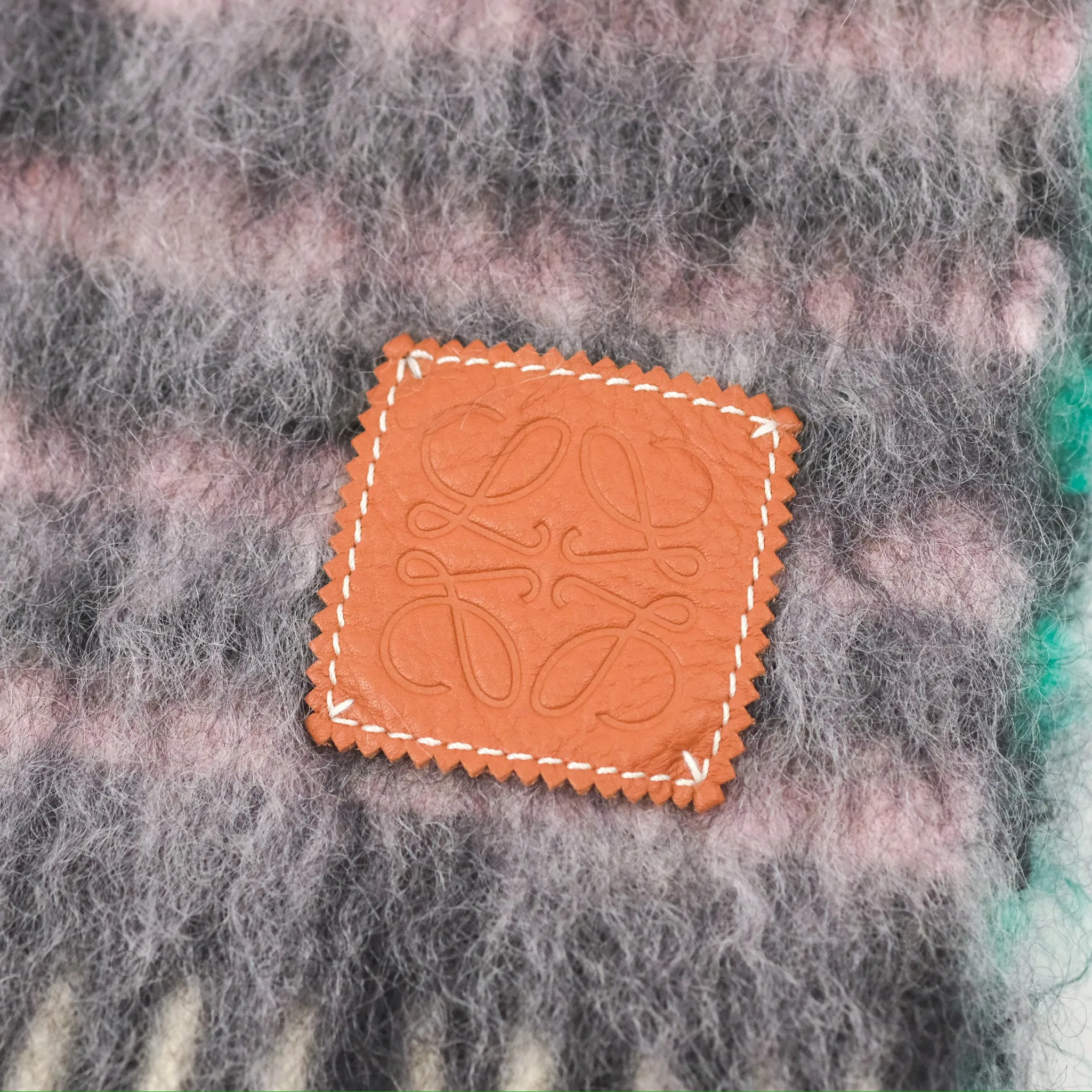 Loewe Mohair Scarf Stripe Pink / Green / Black
