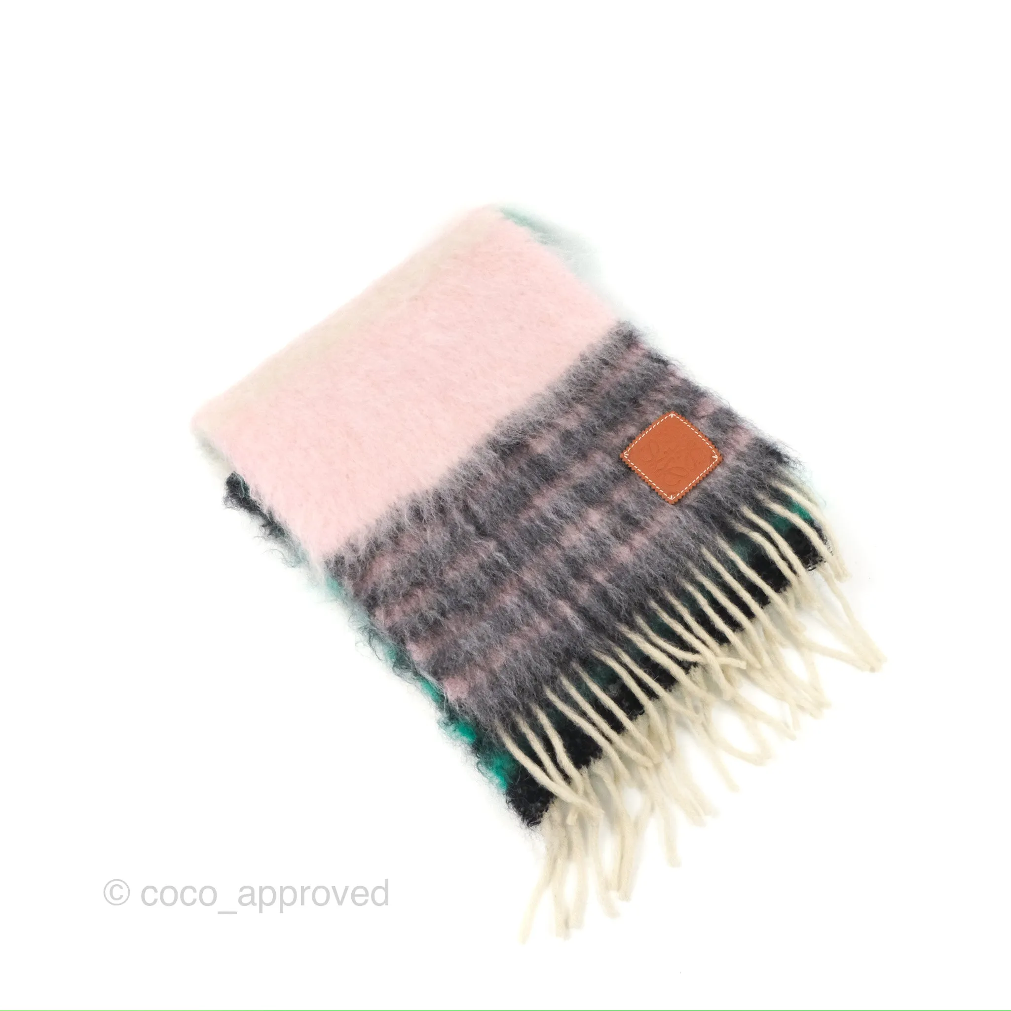 Loewe Mohair Scarf Stripe Pink / Green / Black