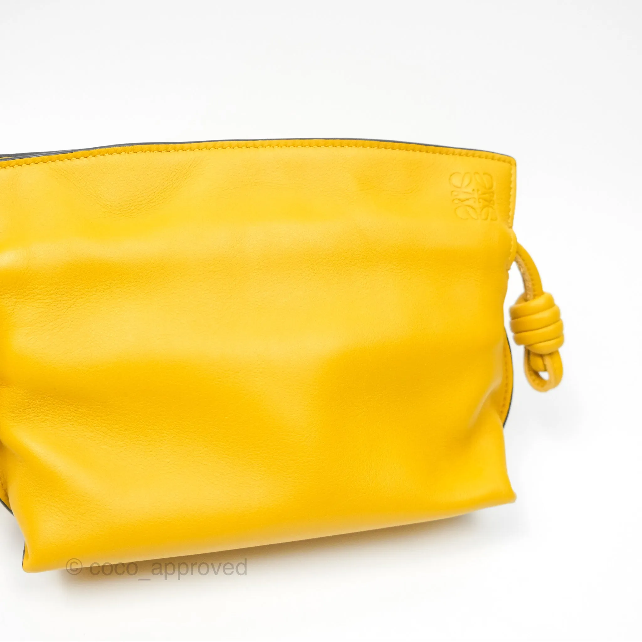 Loewe Nano Flamenco Clutch with Chain Mustard Calfskin