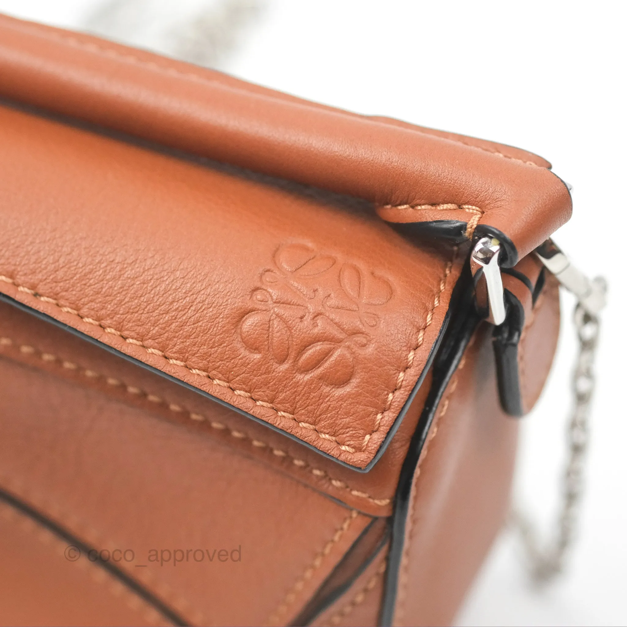 Loewe Nano Puzzle Bag Tan Calfskin Gold Hardware