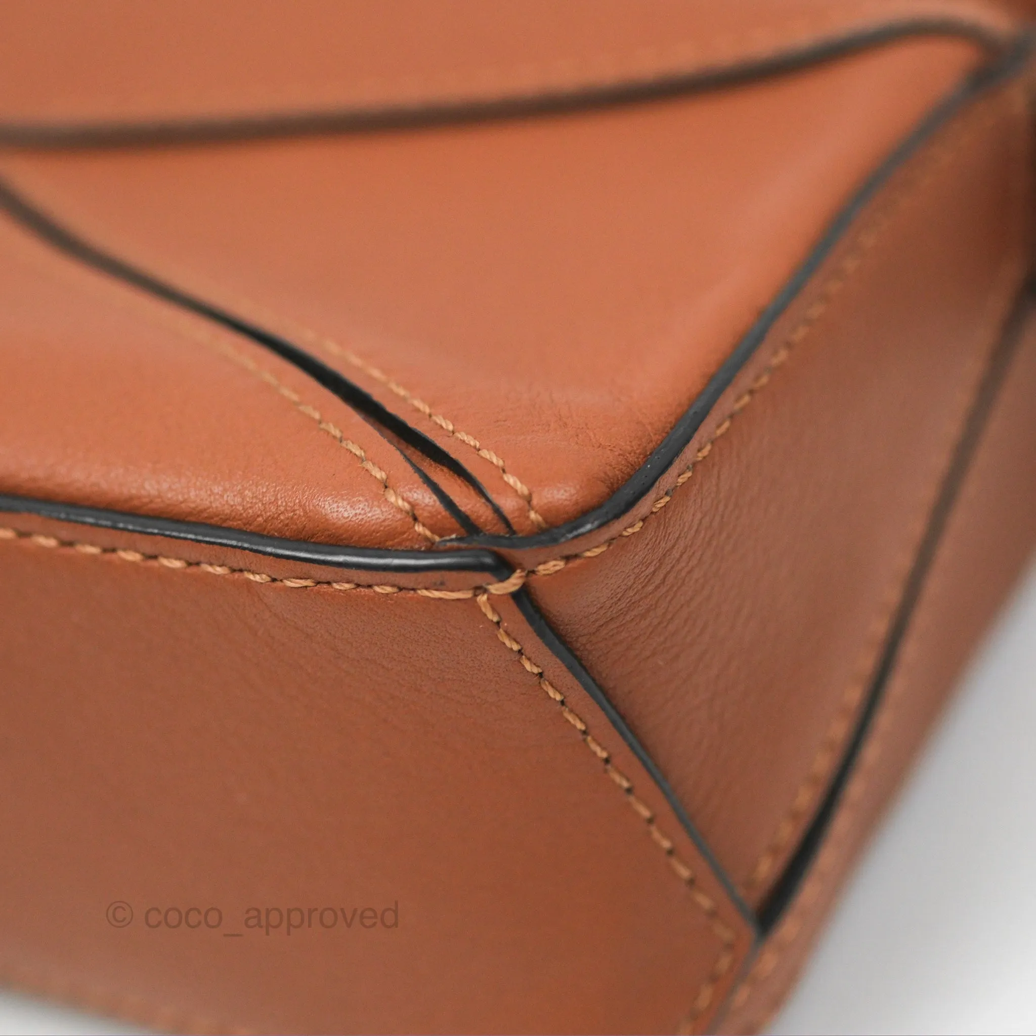 Loewe Nano Puzzle Bag Tan Calfskin Gold Hardware