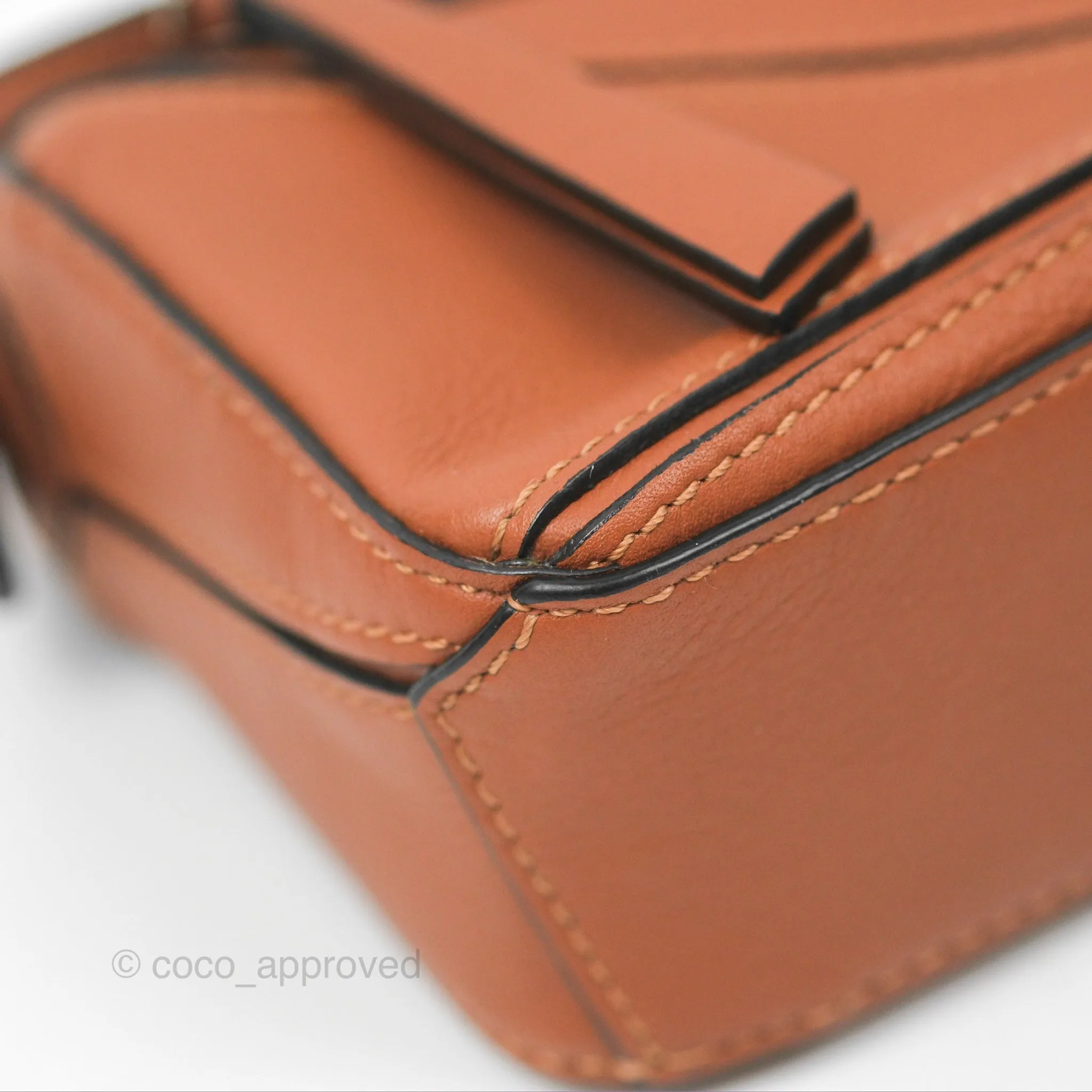 Loewe Nano Puzzle Bag Tan Calfskin Gold Hardware