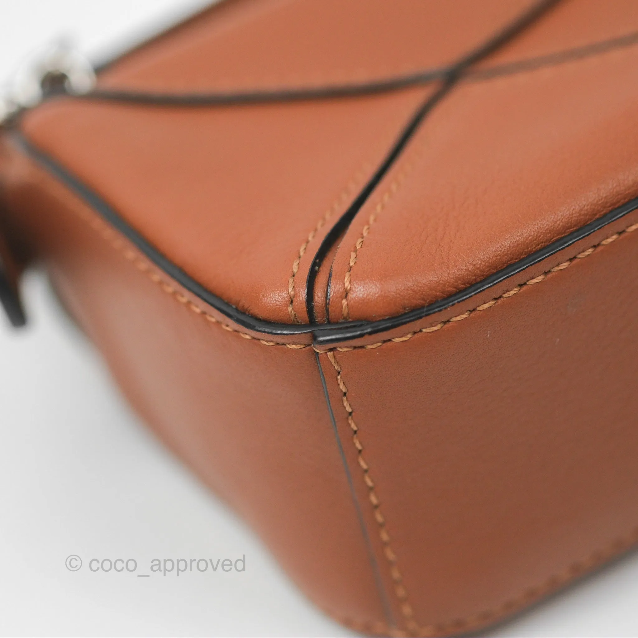 Loewe Nano Puzzle Bag Tan Calfskin Gold Hardware