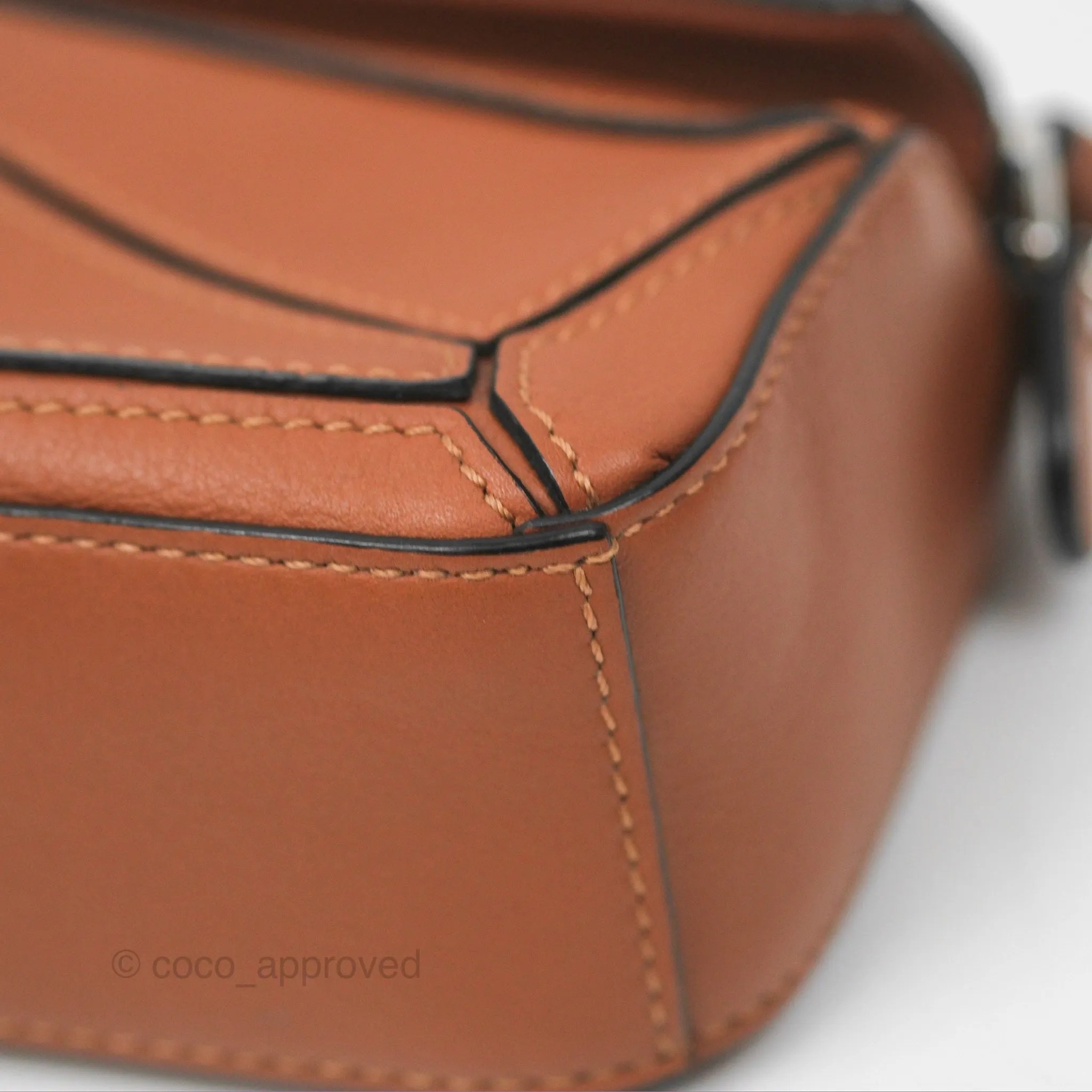 Loewe Nano Puzzle Bag Tan Calfskin Gold Hardware