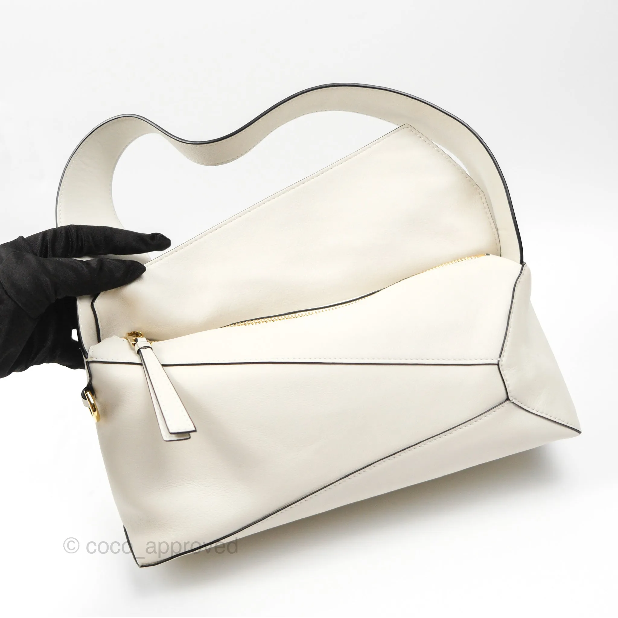 Loewe Puzzle Hobo Shoulder Bag Soft White Calfskin