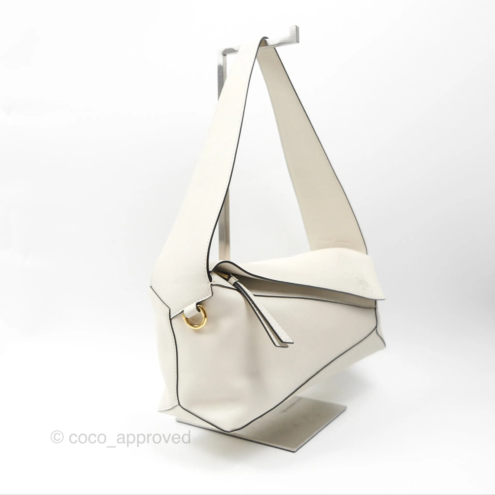 Loewe Puzzle Hobo Shoulder Bag Soft White Calfskin