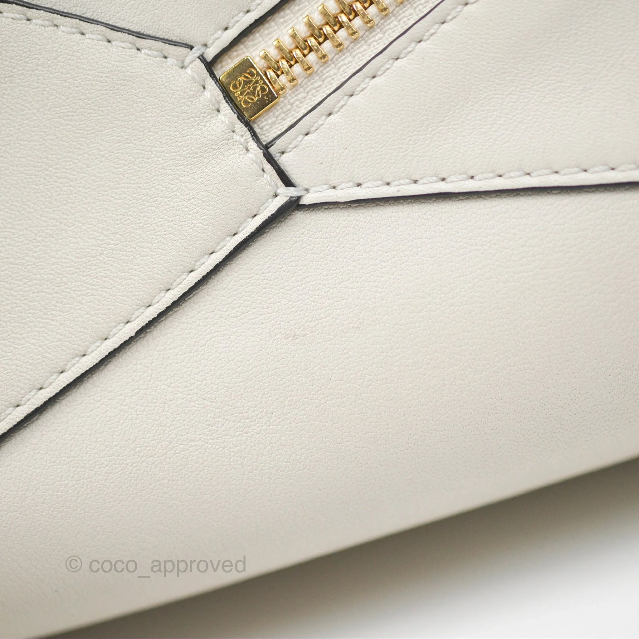 Loewe Puzzle Hobo Shoulder Bag Soft White Calfskin