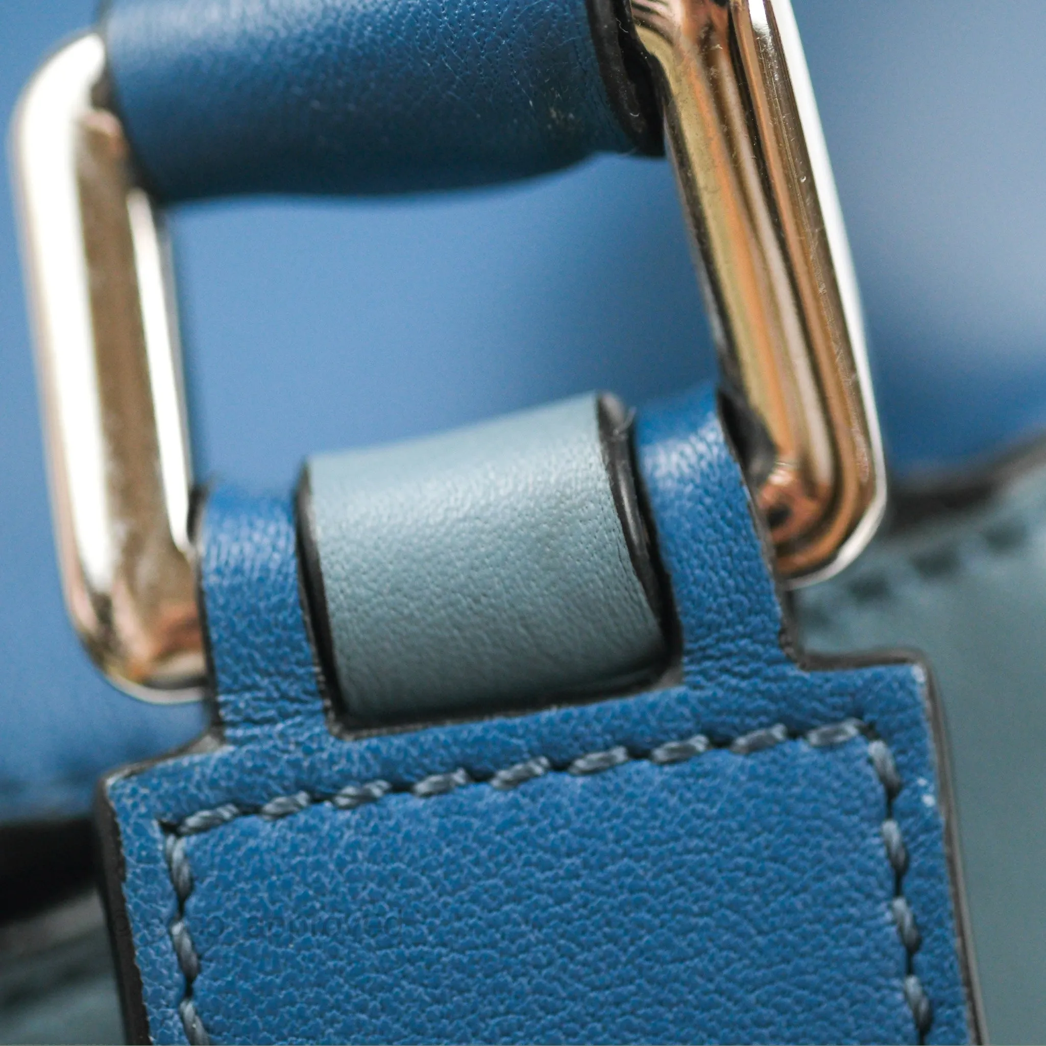 Loewe Puzzle Medium Blue Aqua Calfskin Silver Hardware