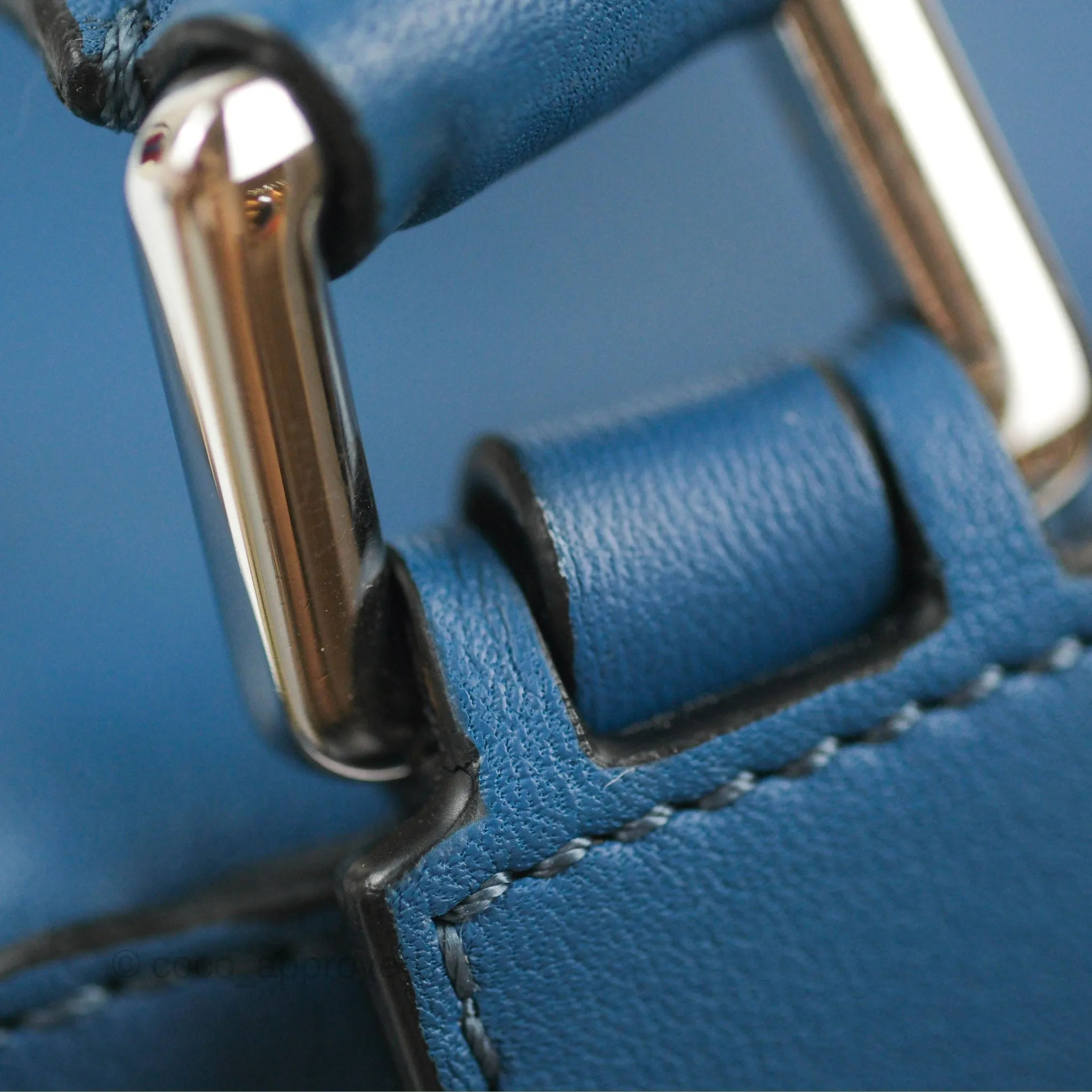 Loewe Puzzle Medium Blue Aqua Calfskin Silver Hardware