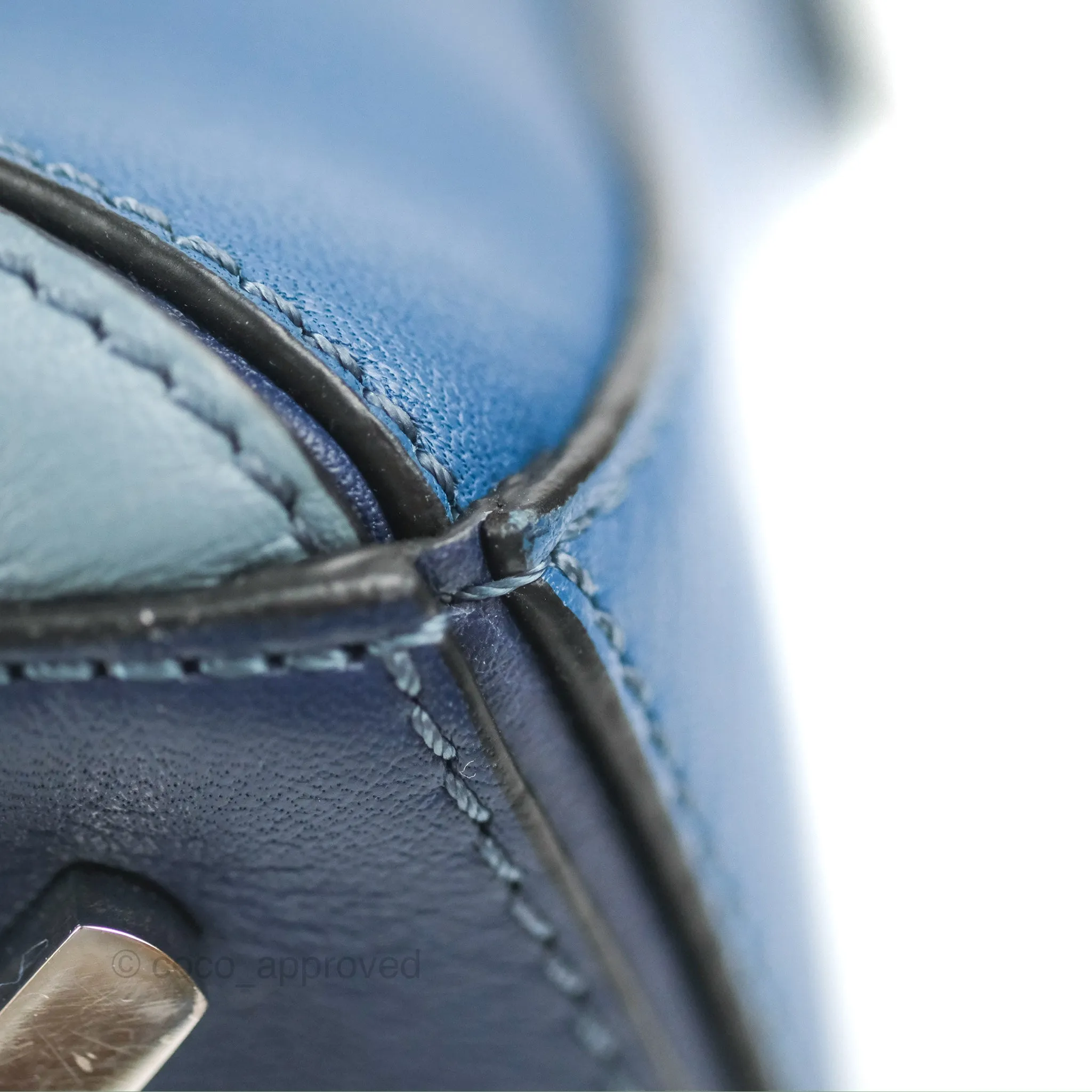 Loewe Puzzle Medium Blue Aqua Calfskin Silver Hardware
