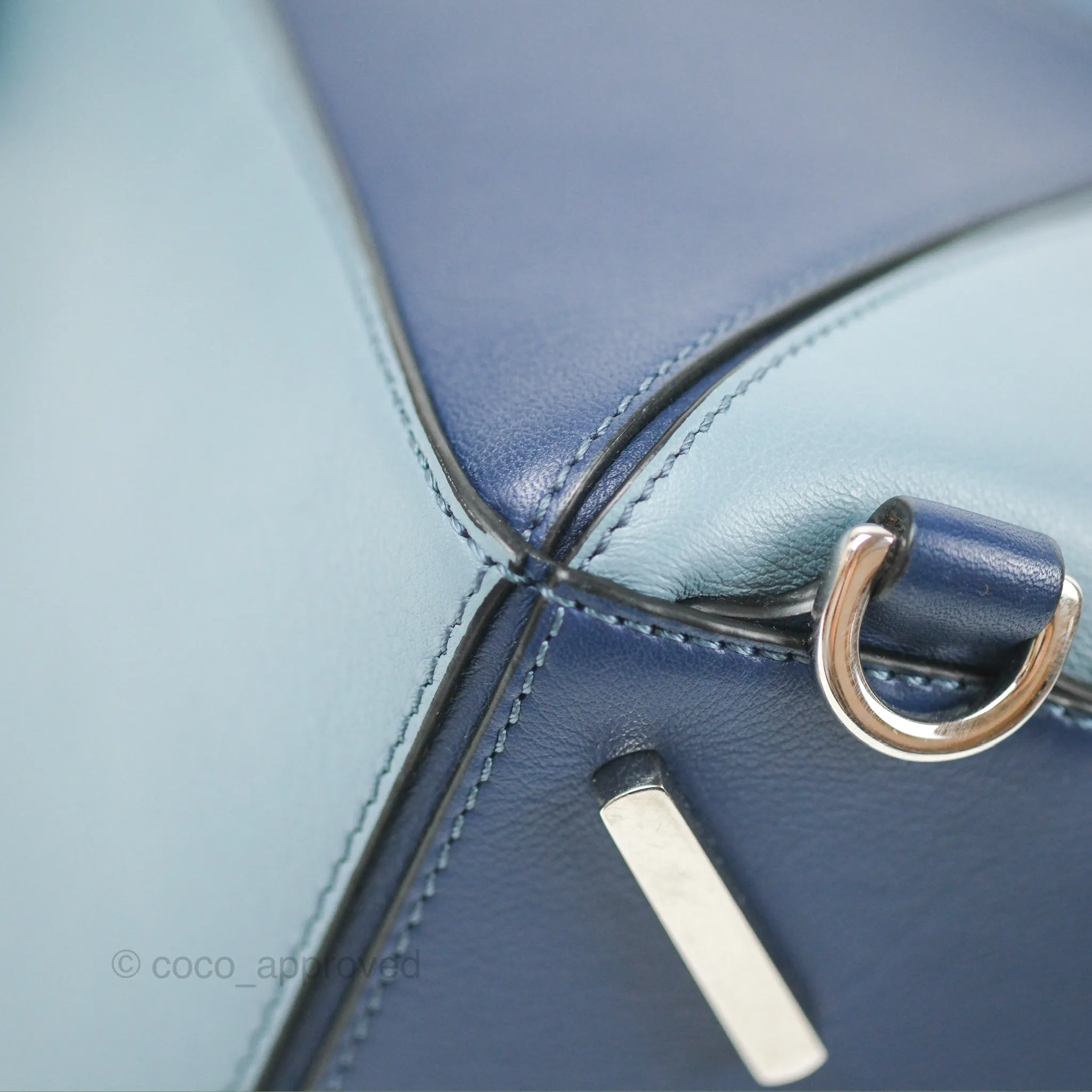 Loewe Puzzle Medium Blue Aqua Calfskin Silver Hardware