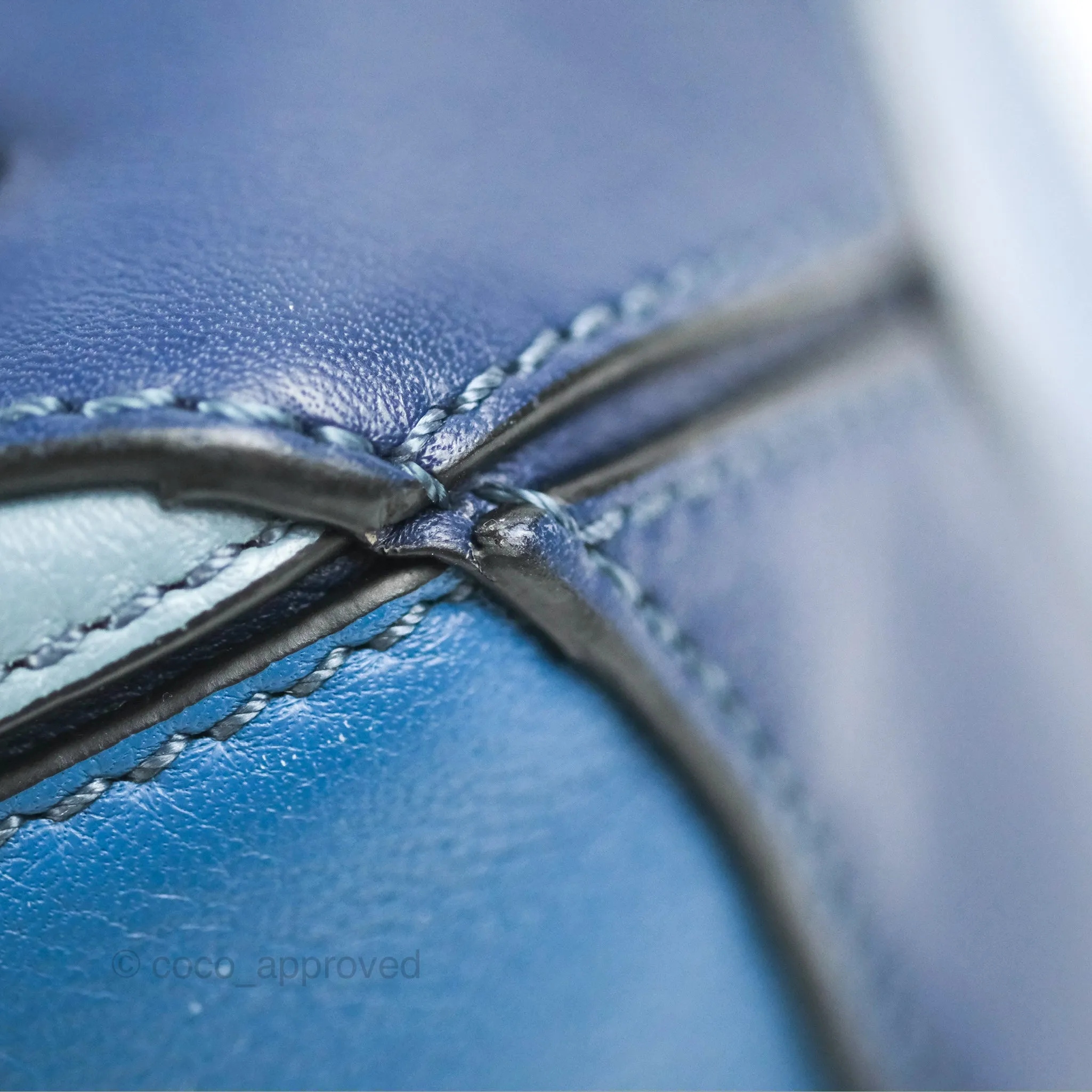 Loewe Puzzle Medium Blue Aqua Calfskin Silver Hardware