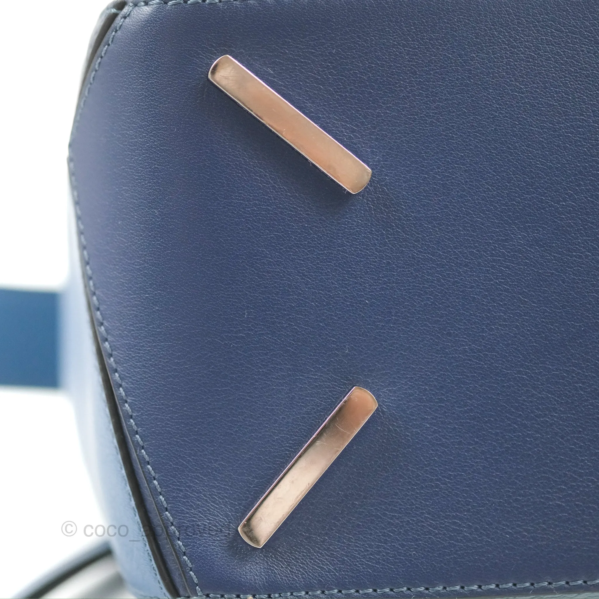 Loewe Puzzle Medium Blue Aqua Calfskin Silver Hardware