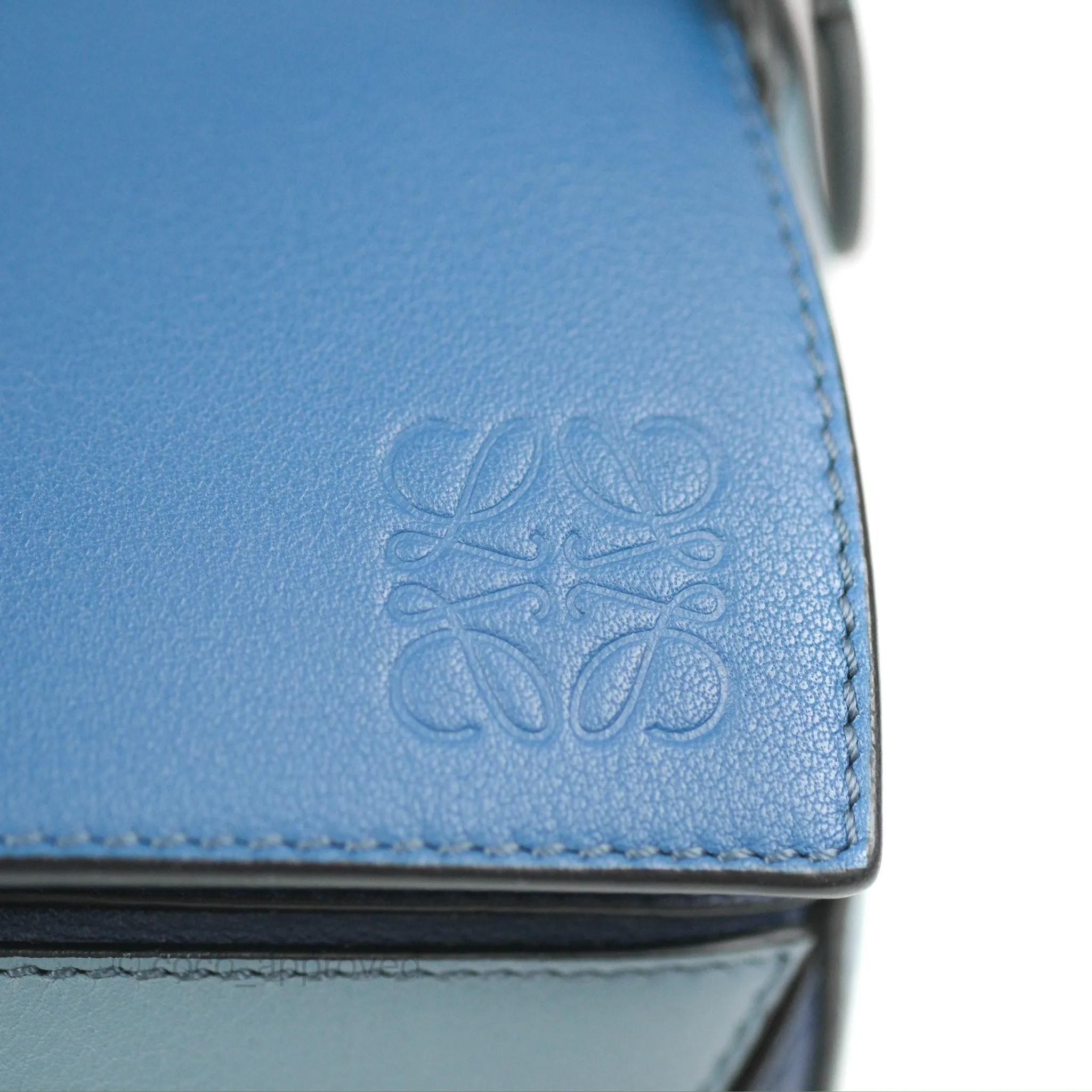 Loewe Puzzle Medium Blue Aqua Calfskin Silver Hardware