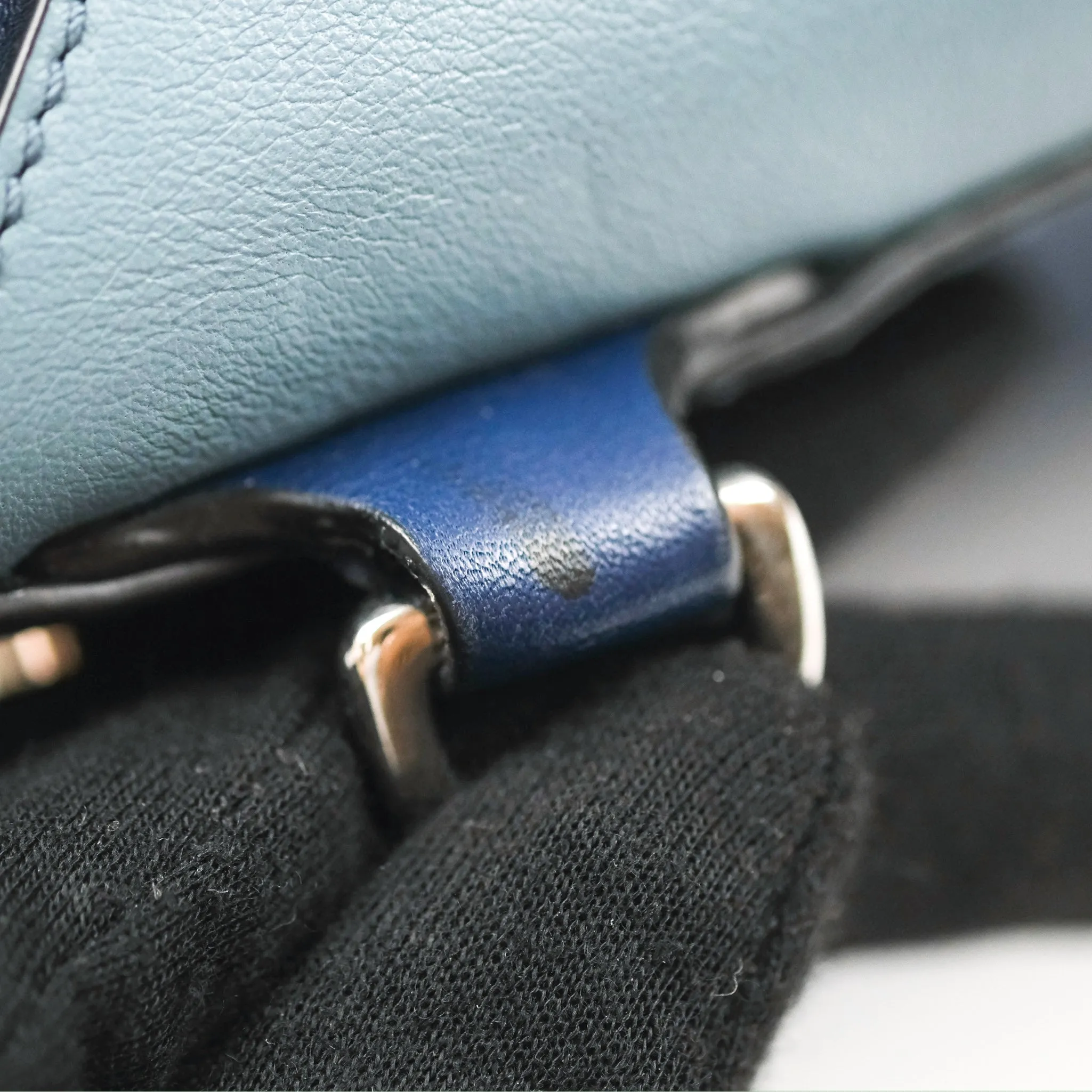 Loewe Puzzle Medium Blue Aqua Calfskin Silver Hardware