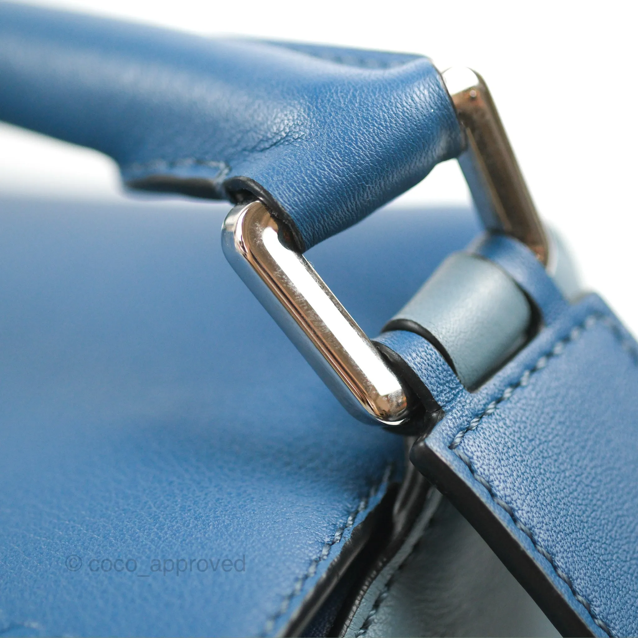 Loewe Puzzle Medium Blue Aqua Calfskin Silver Hardware