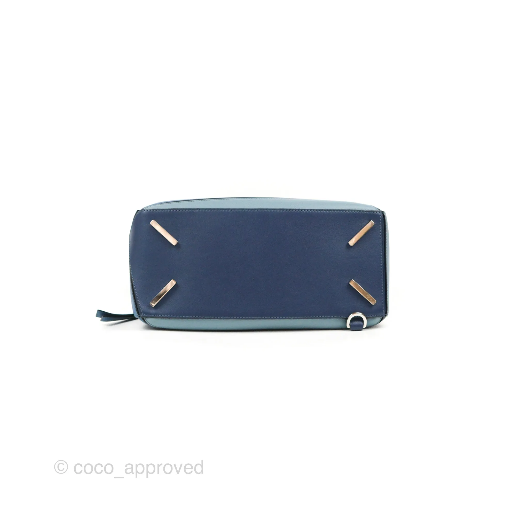 Loewe Puzzle Medium Blue Aqua Calfskin Silver Hardware
