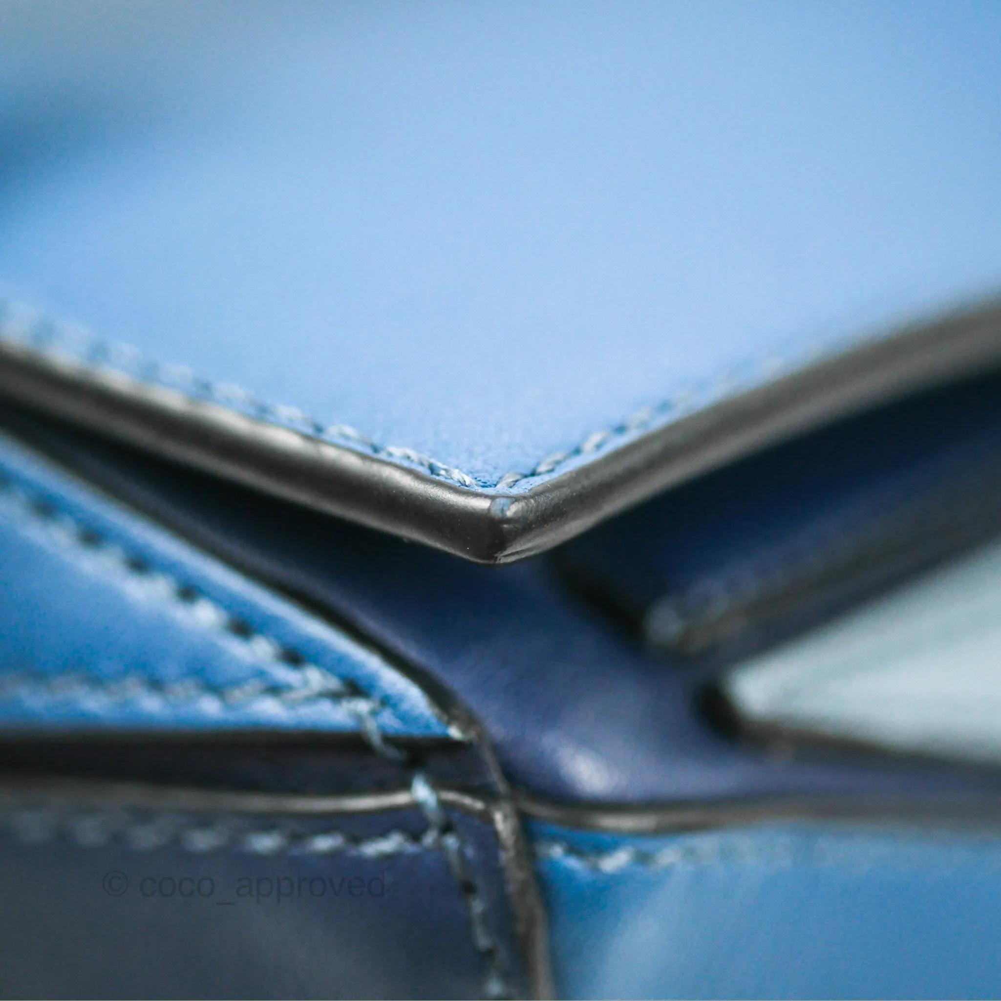 Loewe Puzzle Medium Blue Aqua Calfskin Silver Hardware