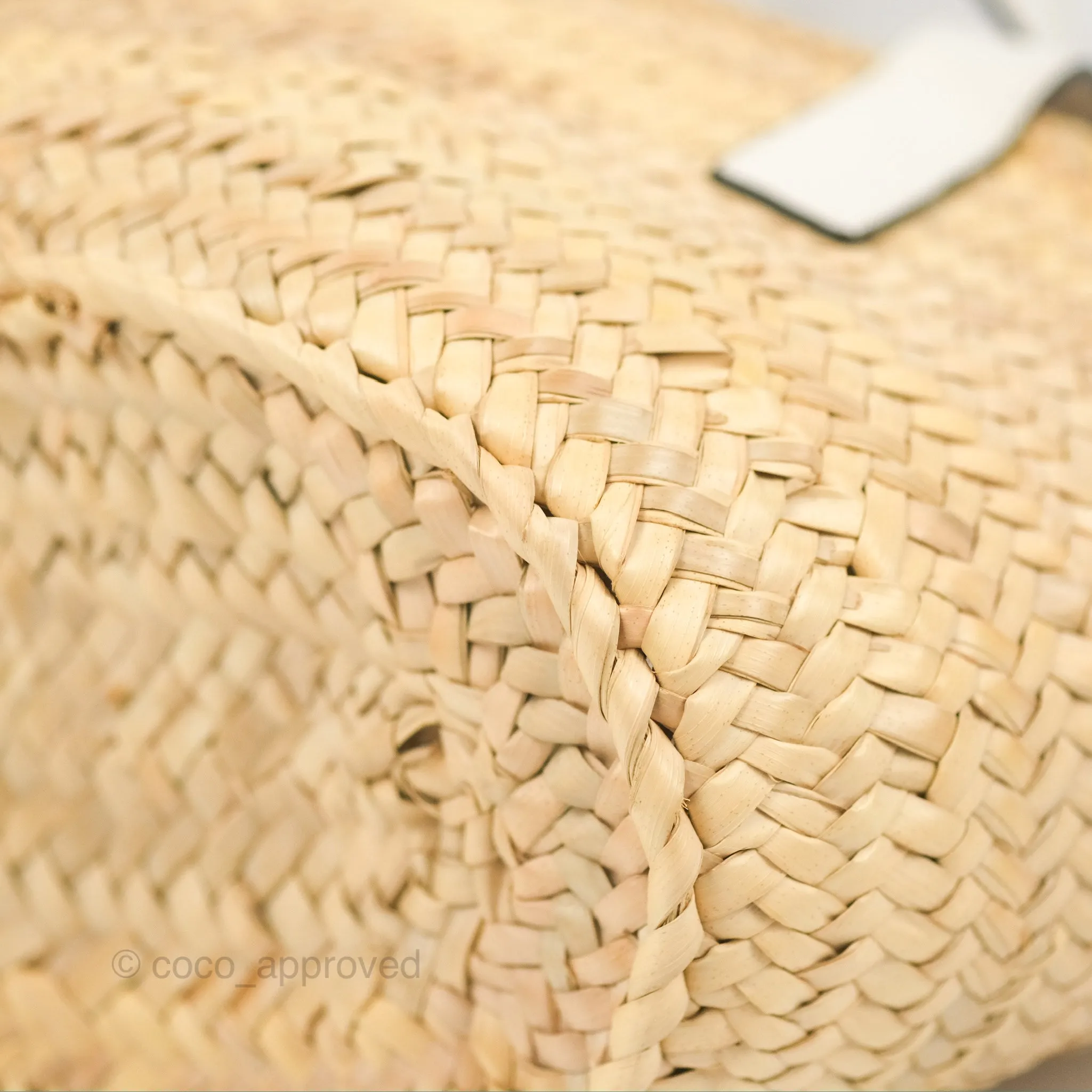 Loewe Small Basket Bag Natural Palm Leaf White Calfskin