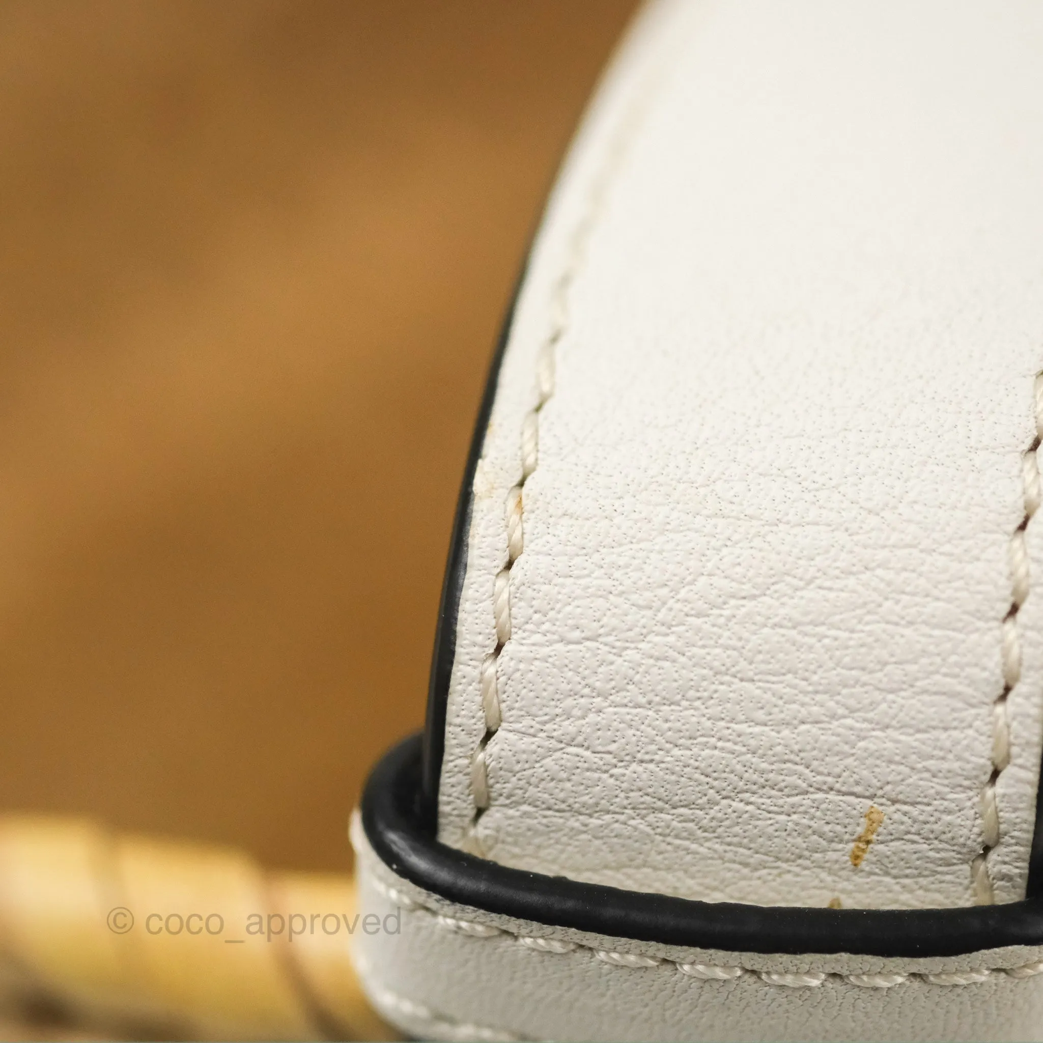 Loewe Small Basket Bag Natural Palm Leaf White Calfskin