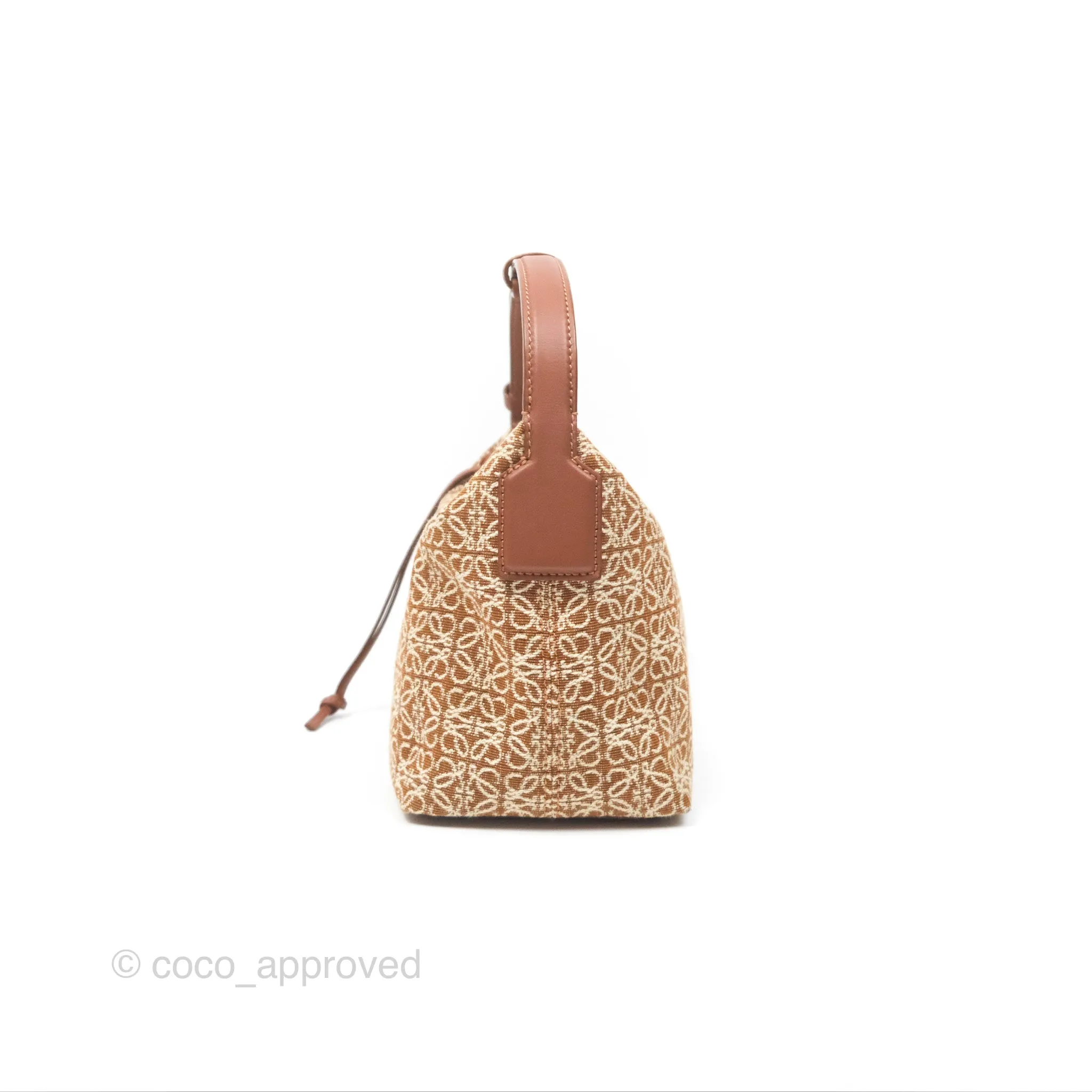 Loewe Small Cubi bag in Anagram Jacquard & Calfskin Tan Pecan