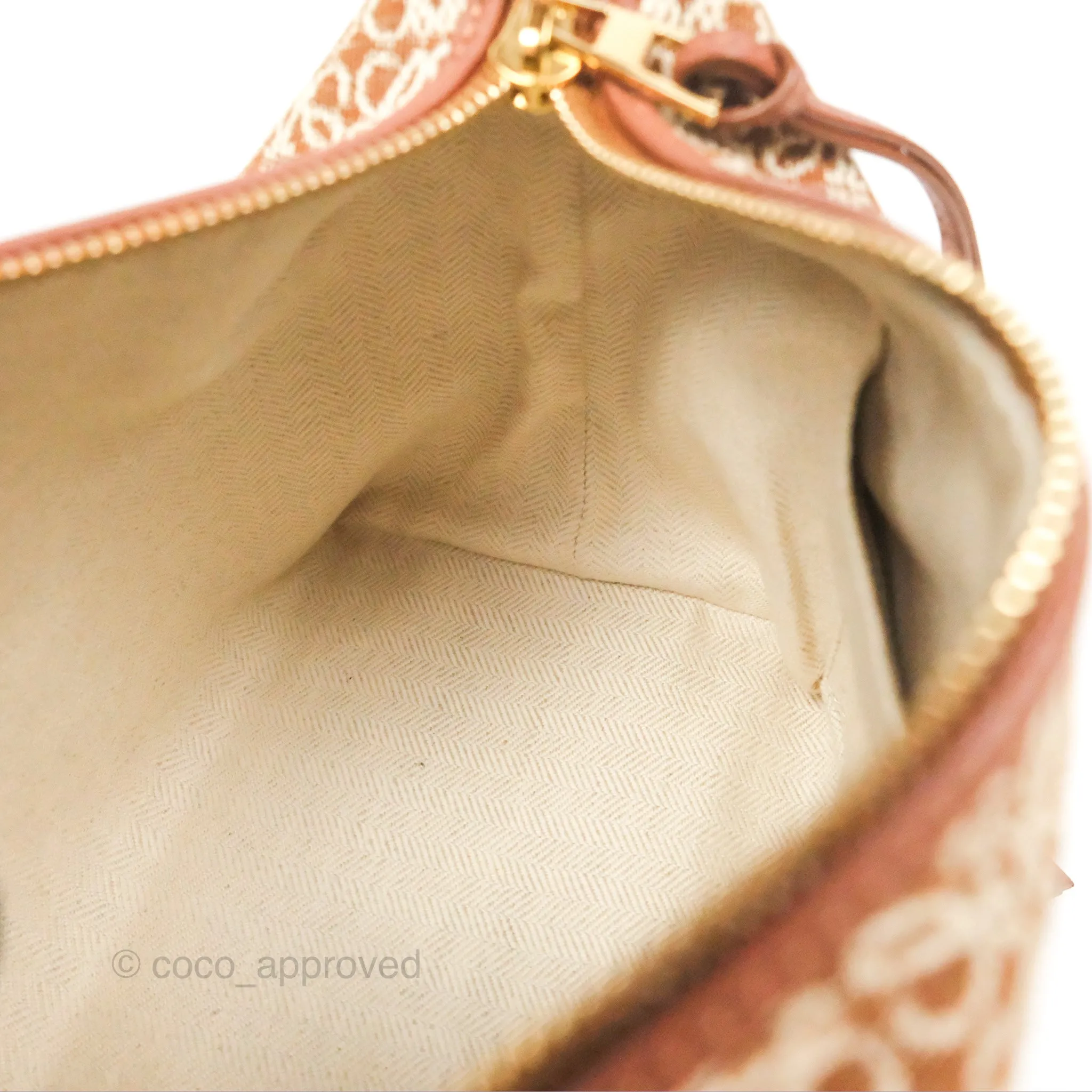 Loewe Small Cubi bag in Anagram Jacquard & Calfskin Tan Pecan
