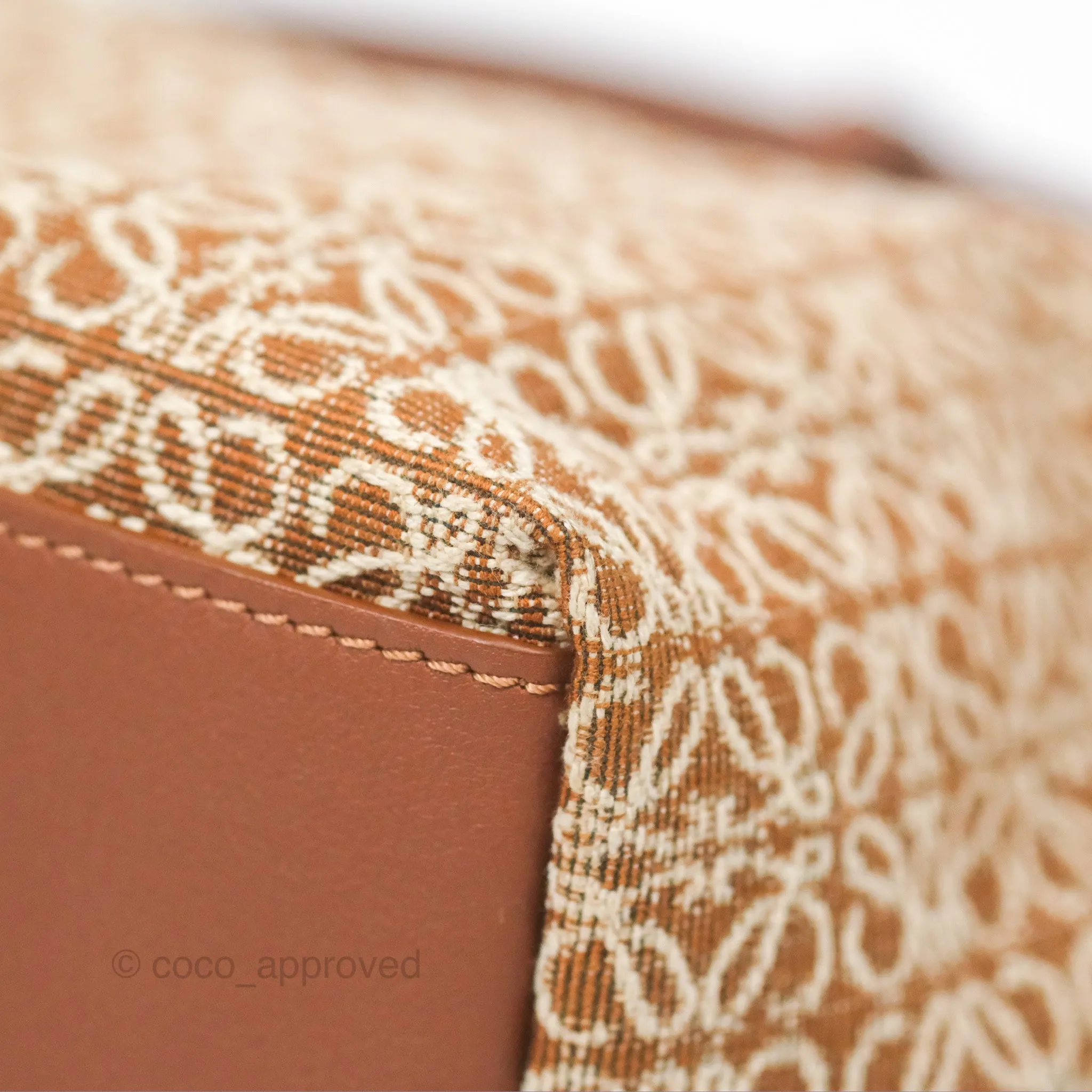Loewe Small Cubi bag in Anagram Jacquard & Calfskin Tan Pecan