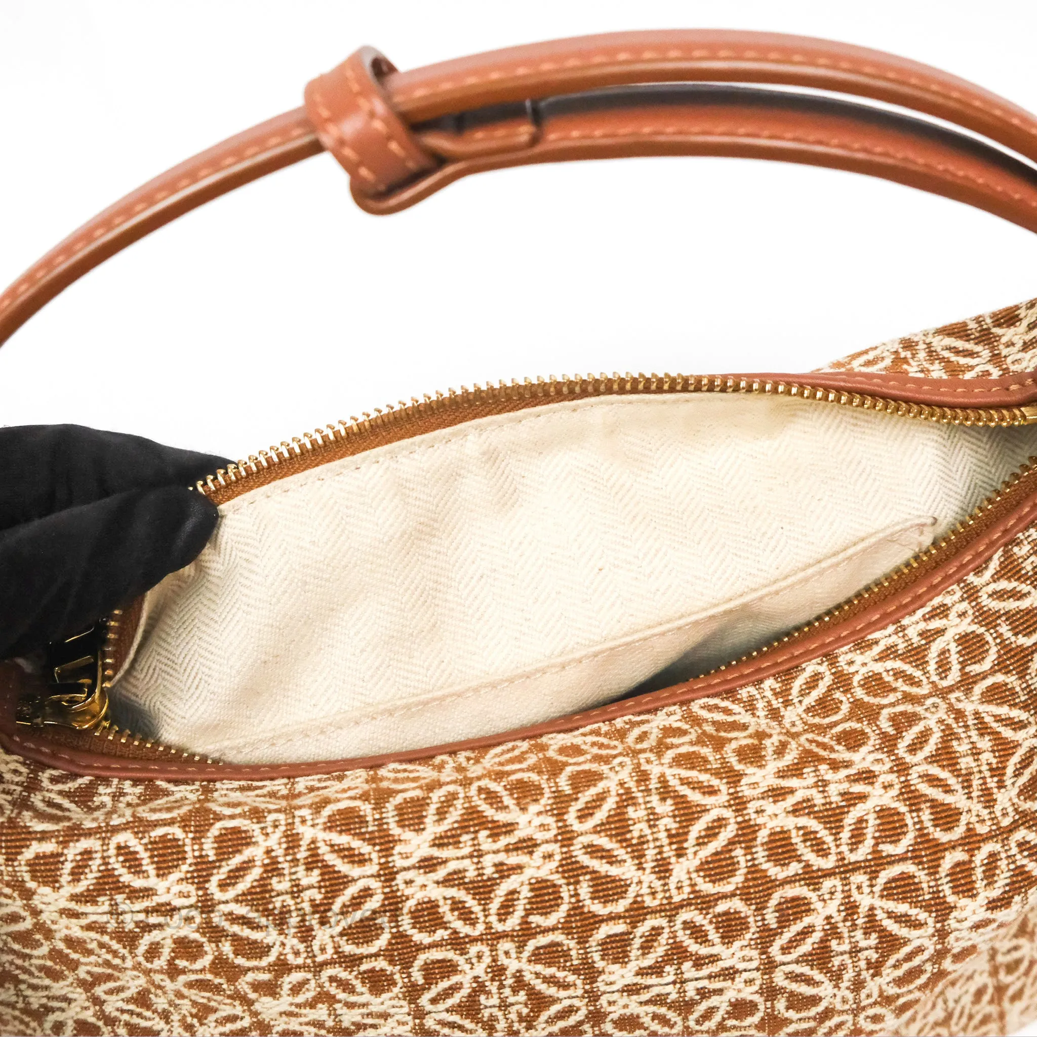 Loewe Small Cubi bag in Anagram Jacquard & Calfskin Tan Pecan