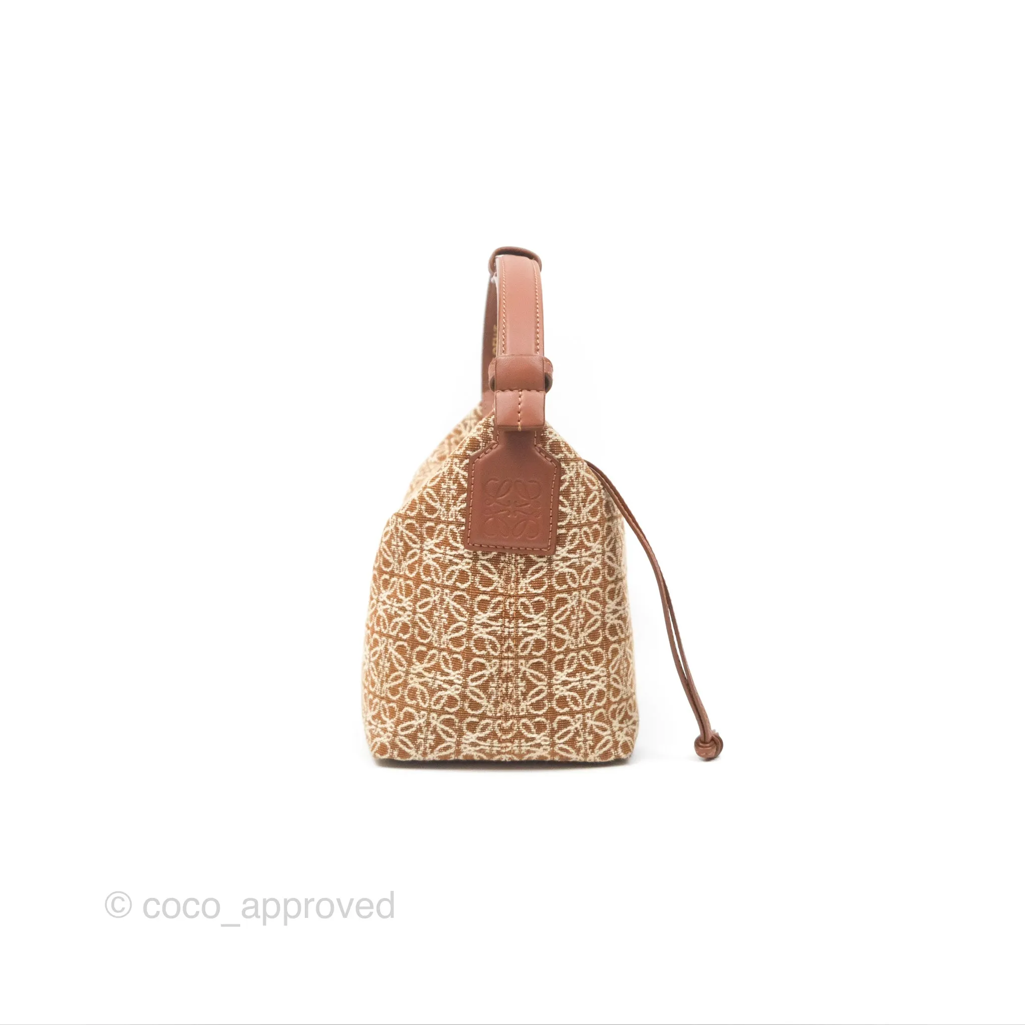 Loewe Small Cubi bag in Anagram Jacquard & Calfskin Tan Pecan