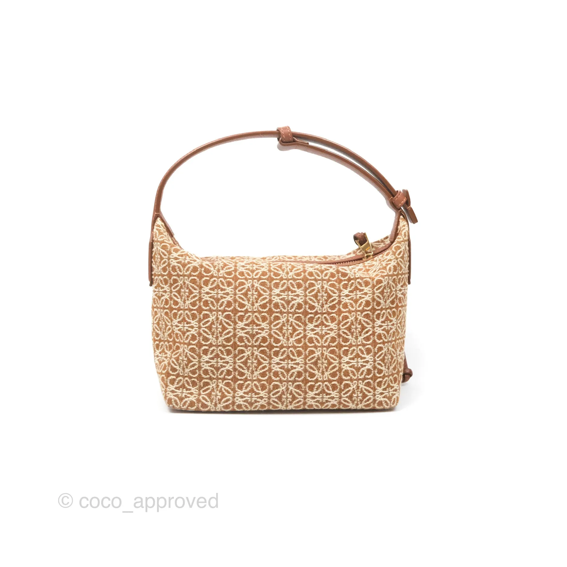 Loewe Small Cubi bag in Anagram Jacquard & Calfskin Tan Pecan