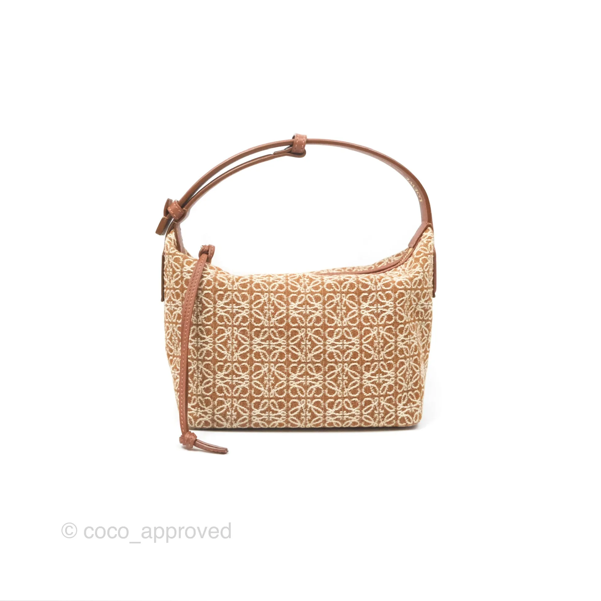 Loewe Small Cubi bag in Anagram Jacquard & Calfskin Tan Pecan