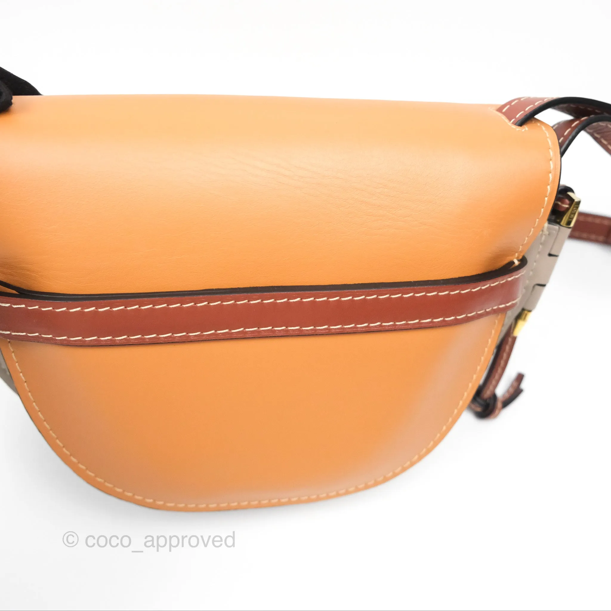 Loewe Small Gate Bag Smooth Calfskin Amber/Light Grey/Rust
