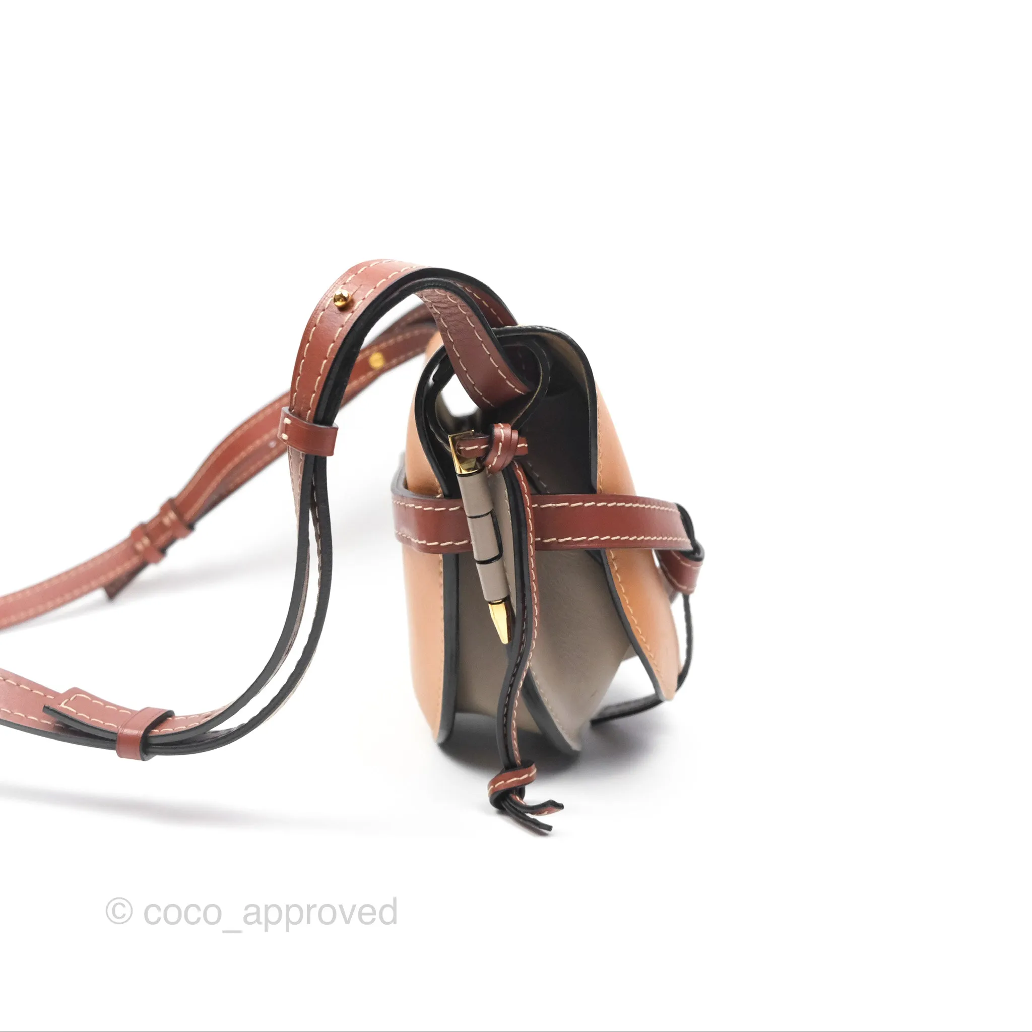 Loewe Small Gate Bag Smooth Calfskin Amber/Light Grey/Rust