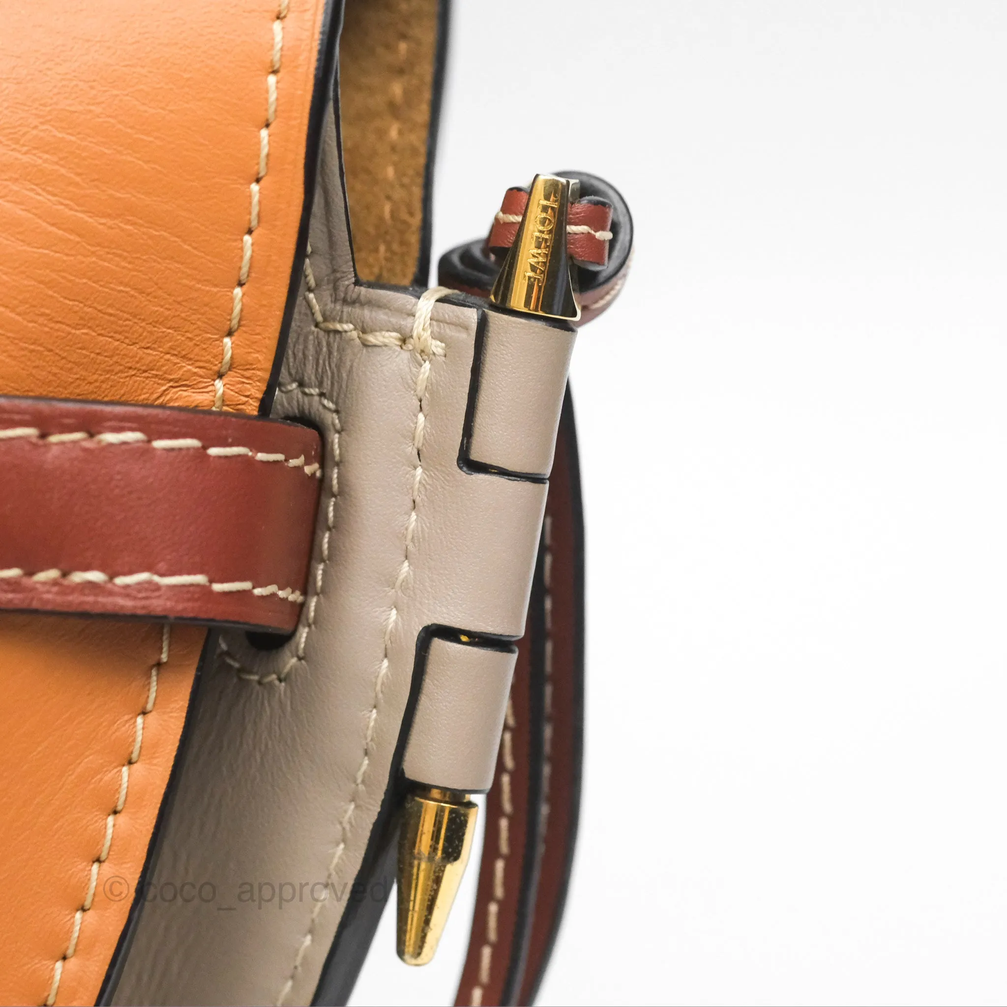 Loewe Small Gate Bag Smooth Calfskin Amber/Light Grey/Rust