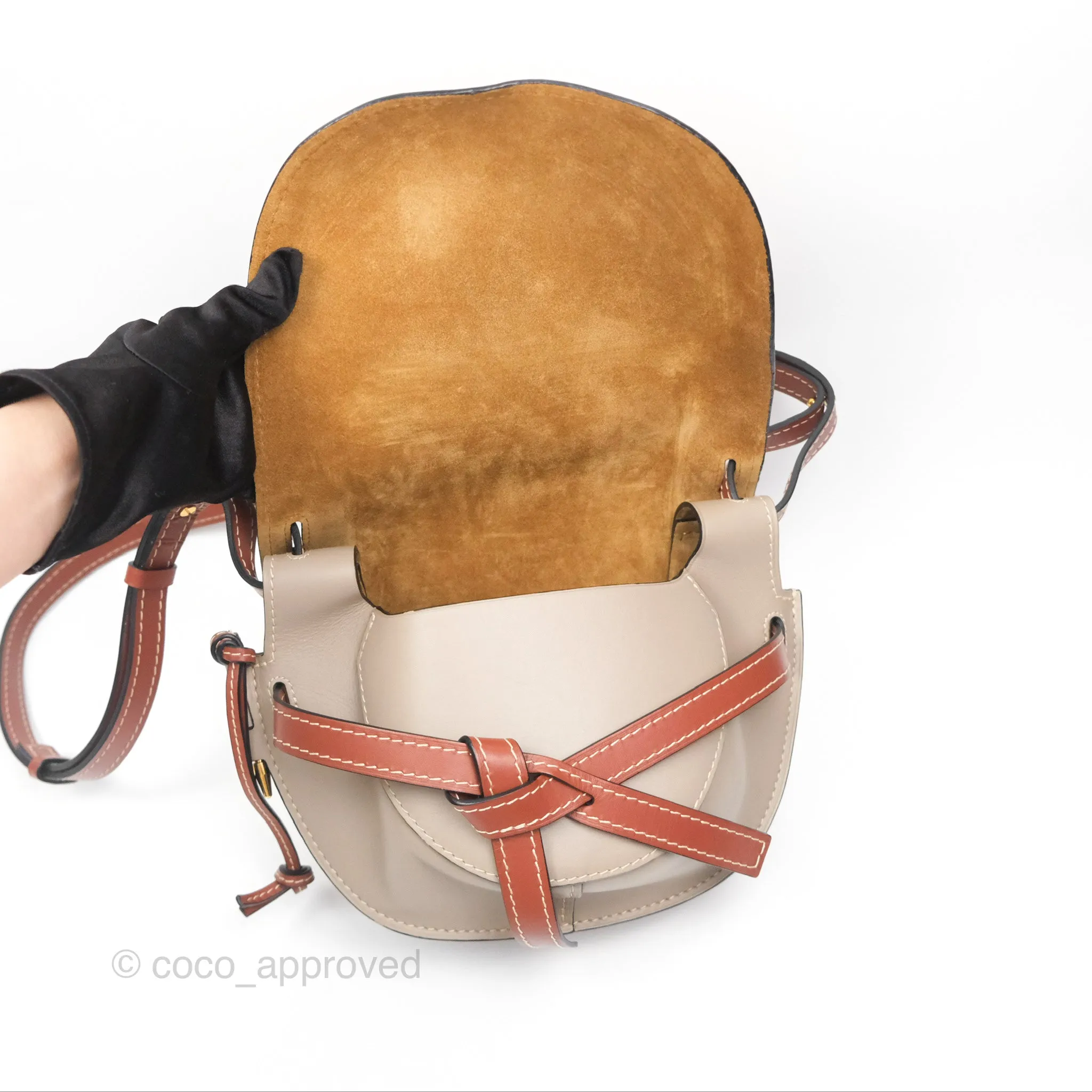 Loewe Small Gate Bag Smooth Calfskin Amber/Light Grey/Rust