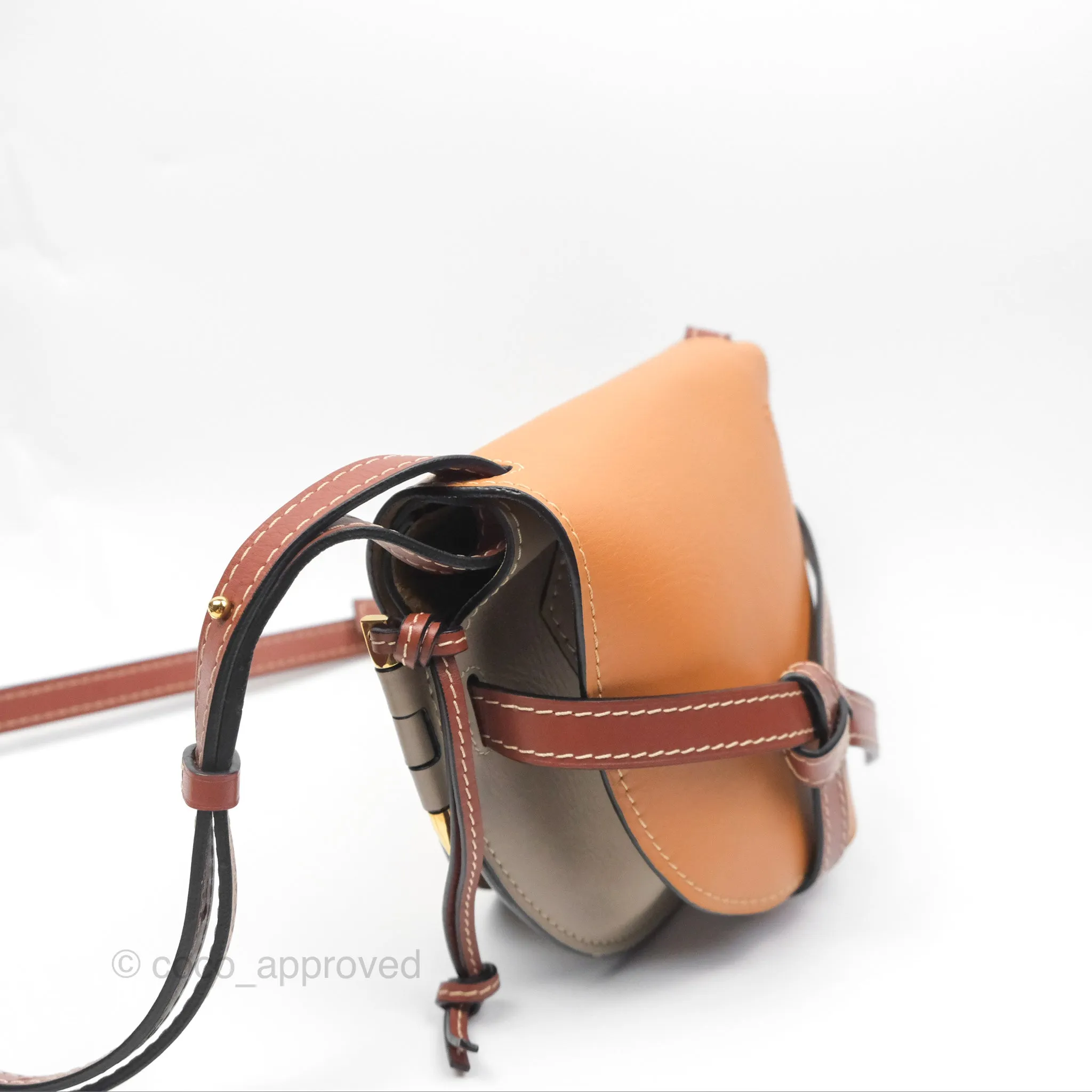 Loewe Small Gate Bag Smooth Calfskin Amber/Light Grey/Rust