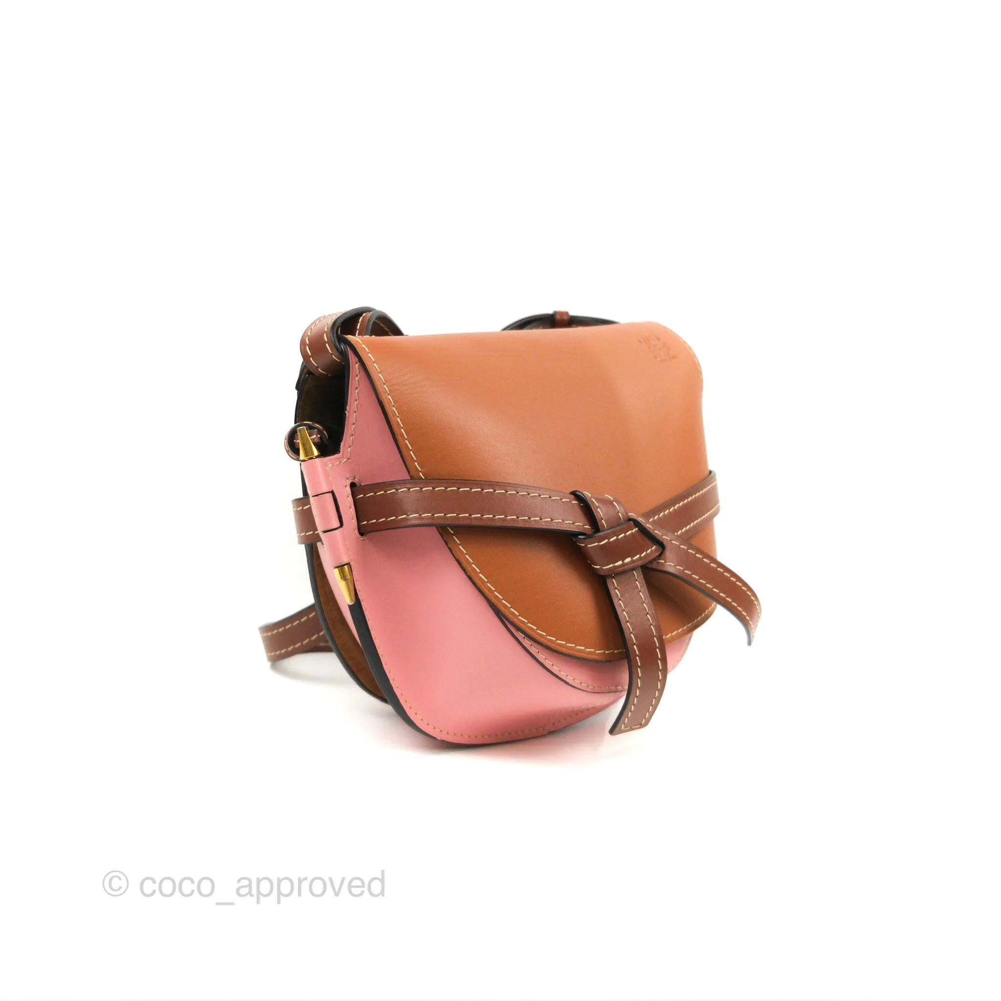 Loewe Small Gate Bag Smooth Calfskin in Tan/Pink