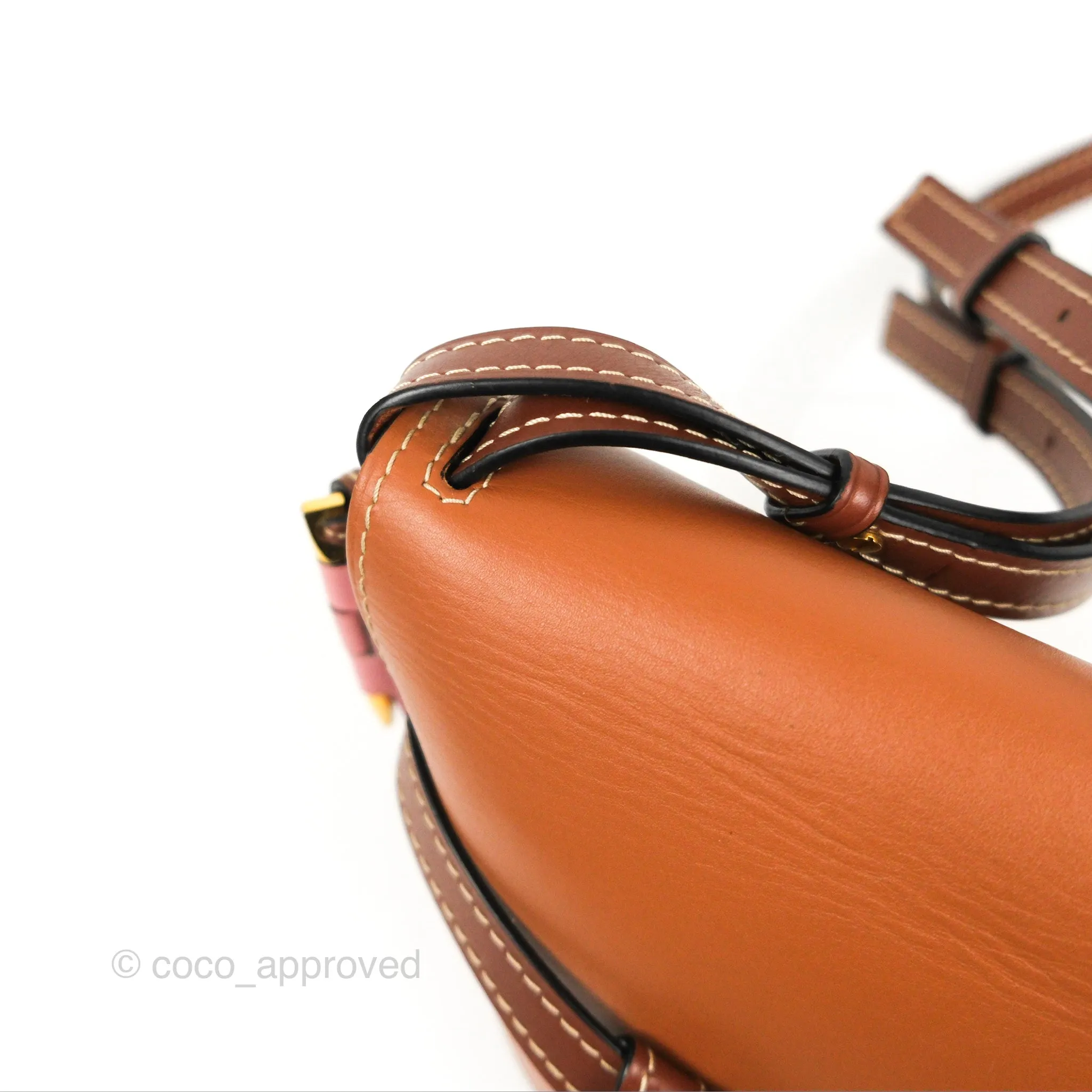 Loewe Small Gate Bag Smooth Calfskin in Tan/Pink