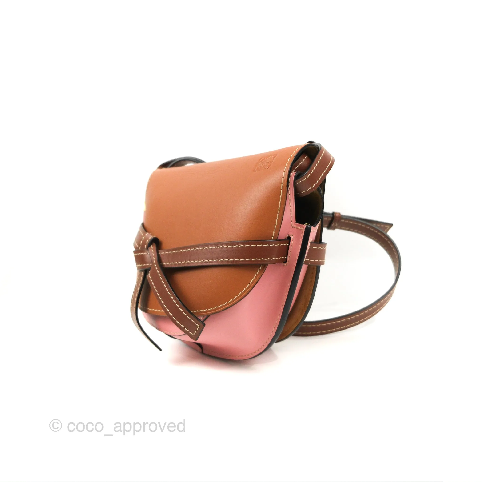 Loewe Small Gate Bag Smooth Calfskin in Tan/Pink