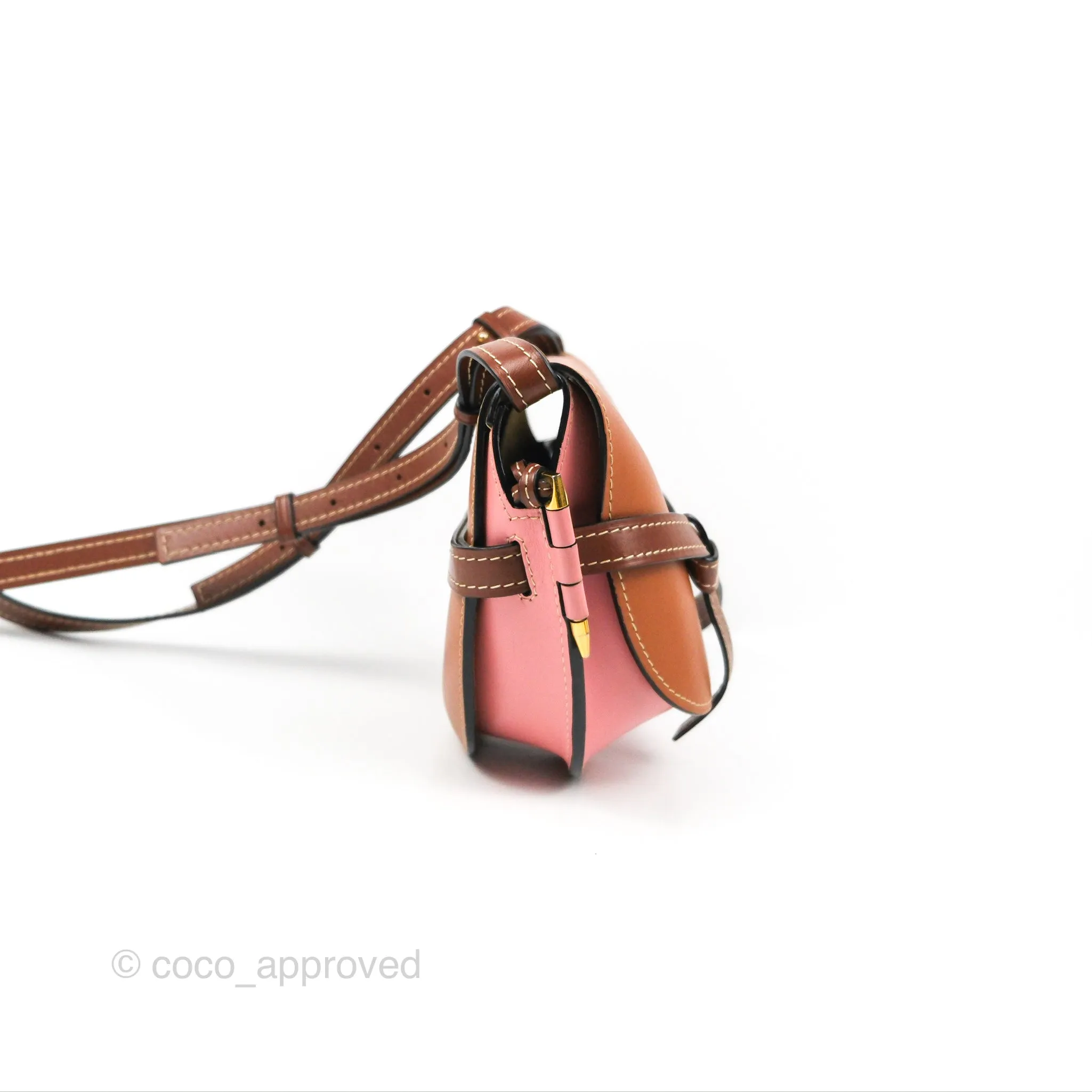 Loewe Small Gate Bag Smooth Calfskin in Tan/Pink
