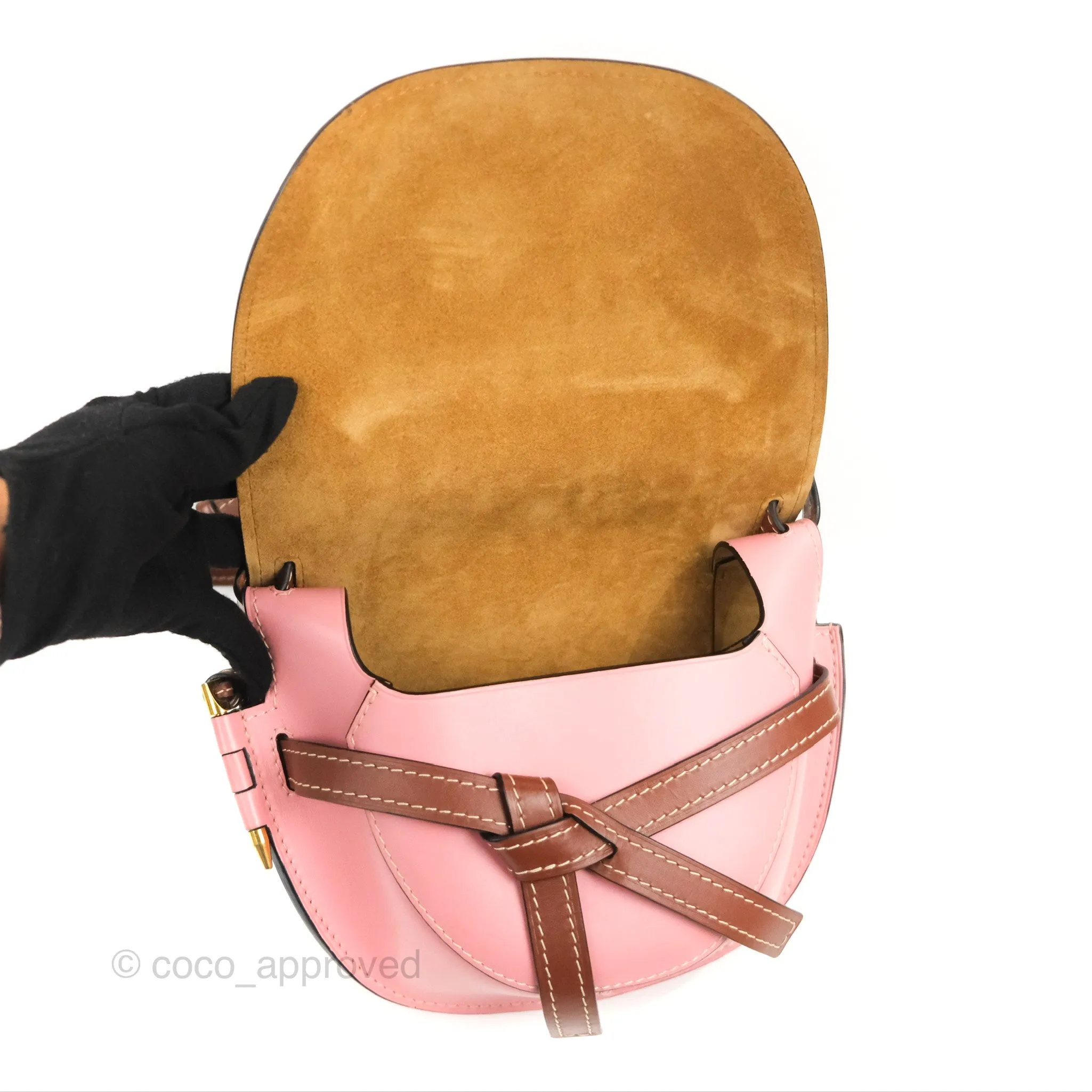 Loewe Small Gate Bag Smooth Calfskin in Tan/Pink