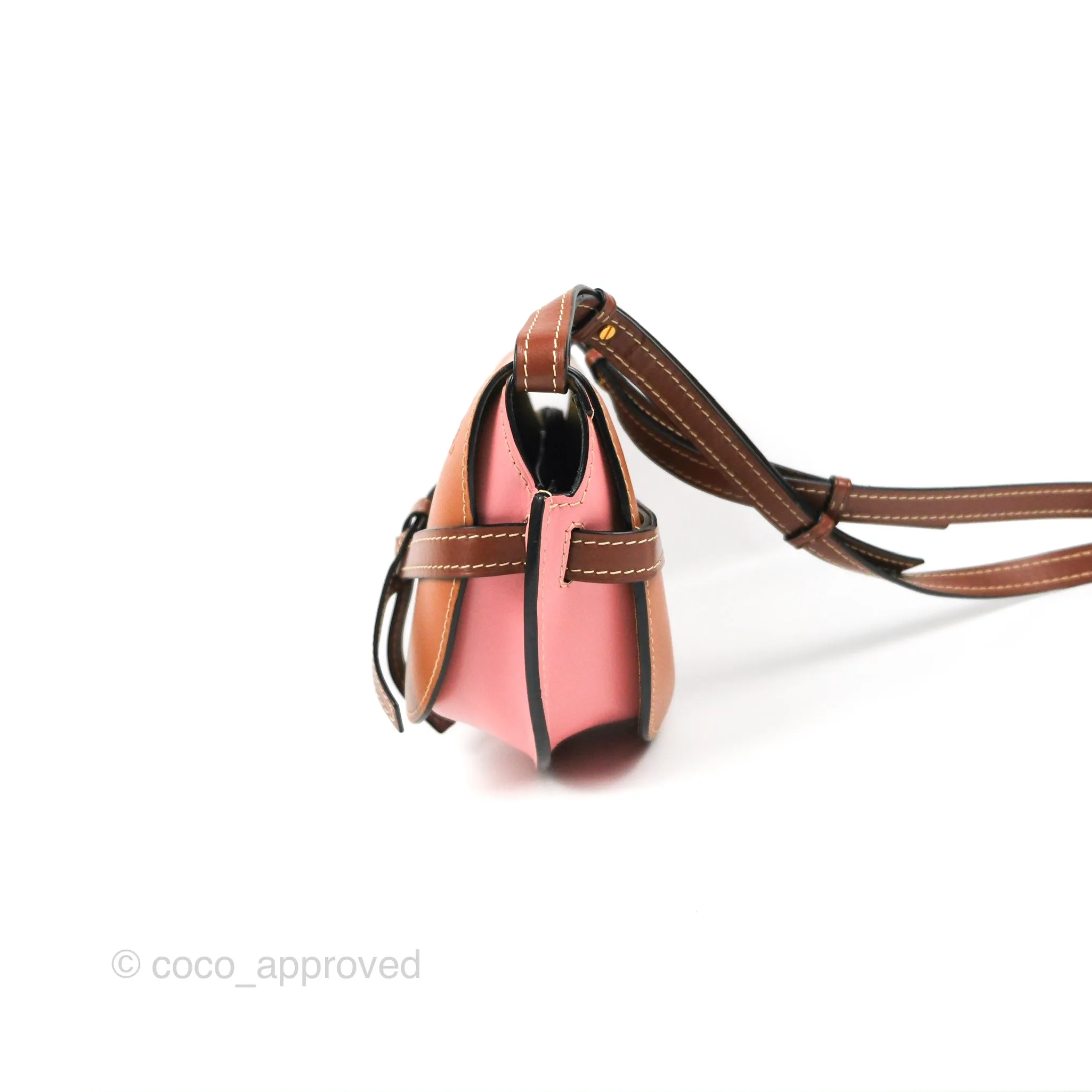 Loewe Small Gate Bag Smooth Calfskin in Tan/Pink