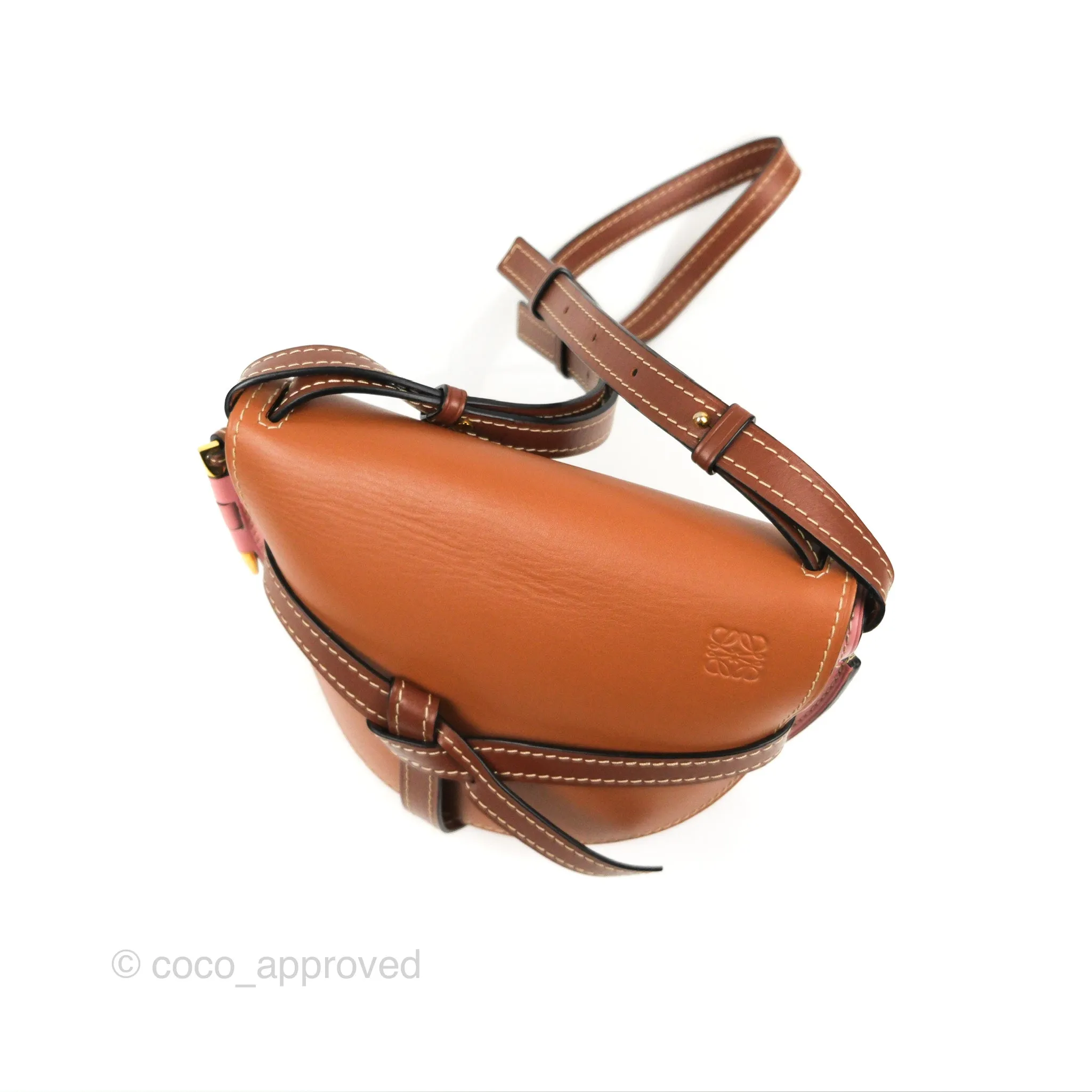 Loewe Small Gate Bag Smooth Calfskin in Tan/Pink