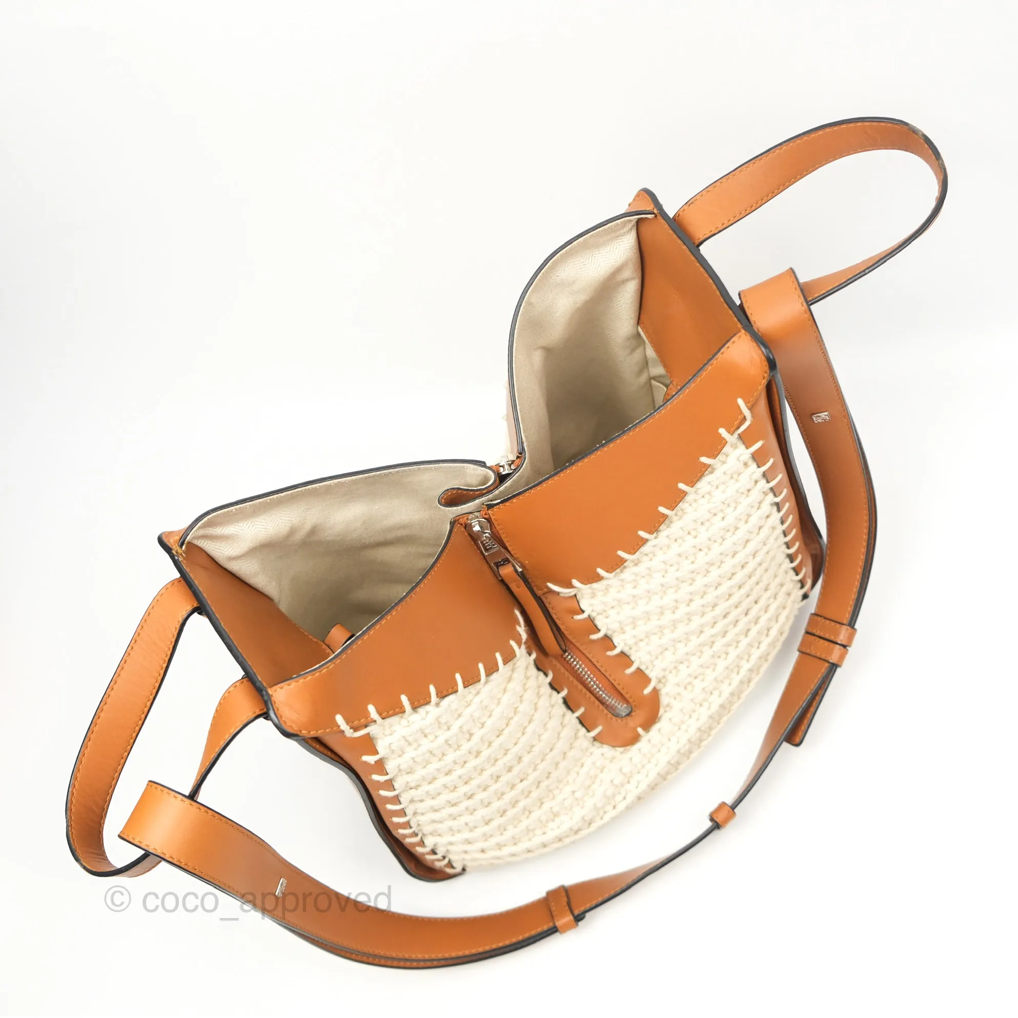 Loewe Small Hammock Shoulder Bag Crochet Tan Calfskin