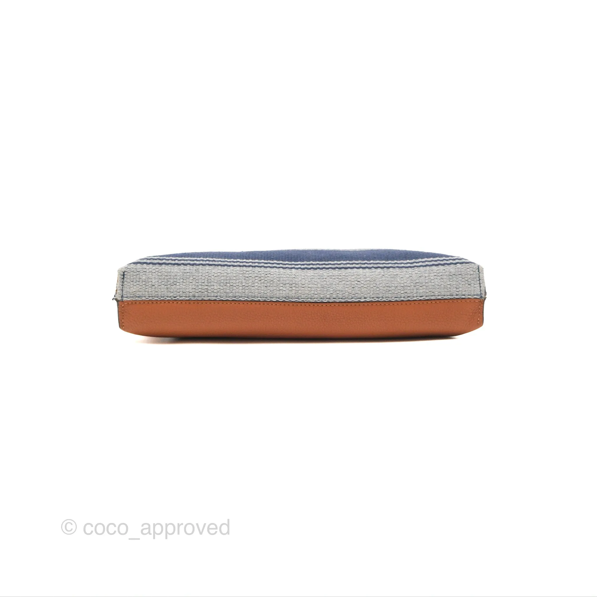Loewe Small Missy Bag Striped Blue Grey Canvas Tan Leather