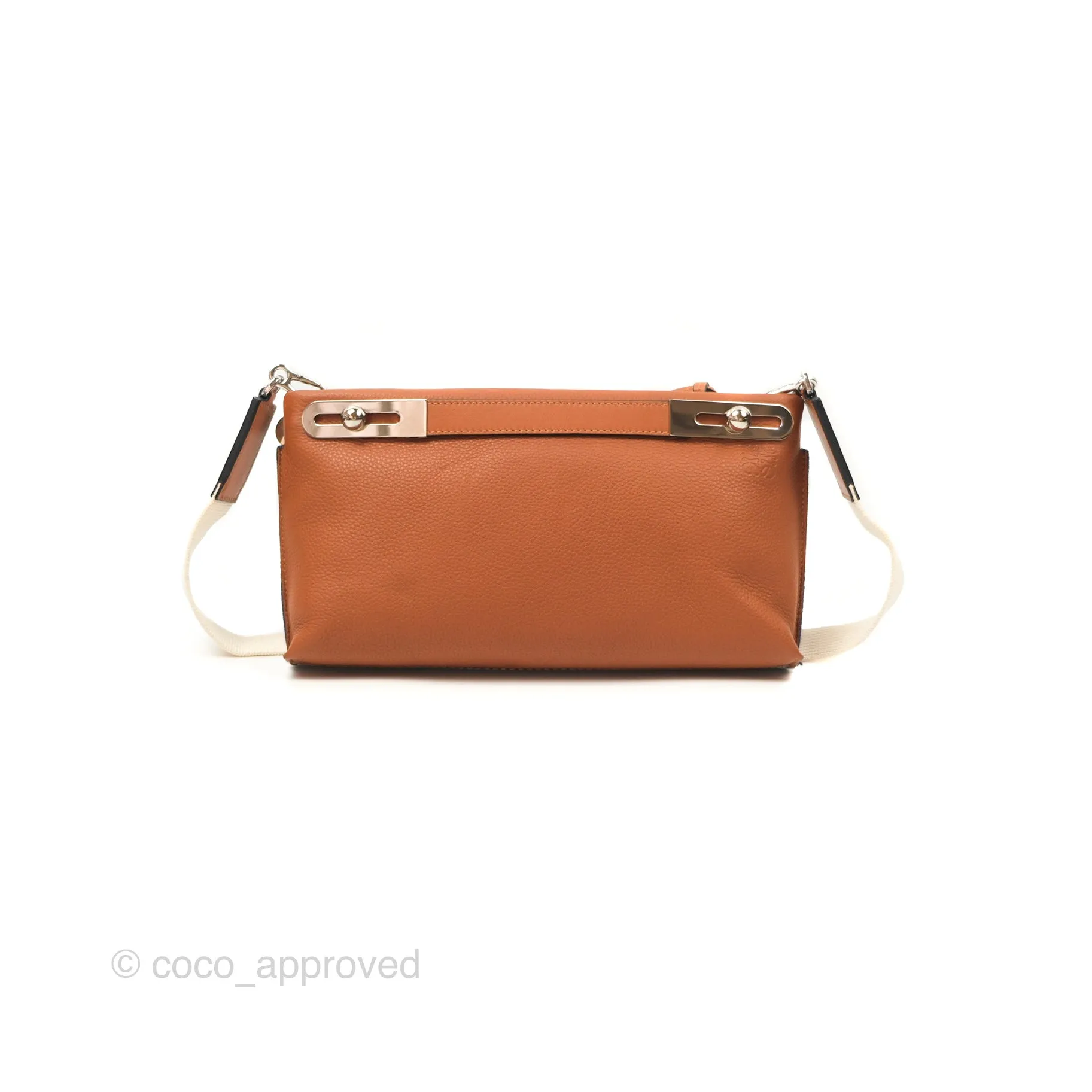 Loewe Small Missy Bag Striped Blue Grey Canvas Tan Leather