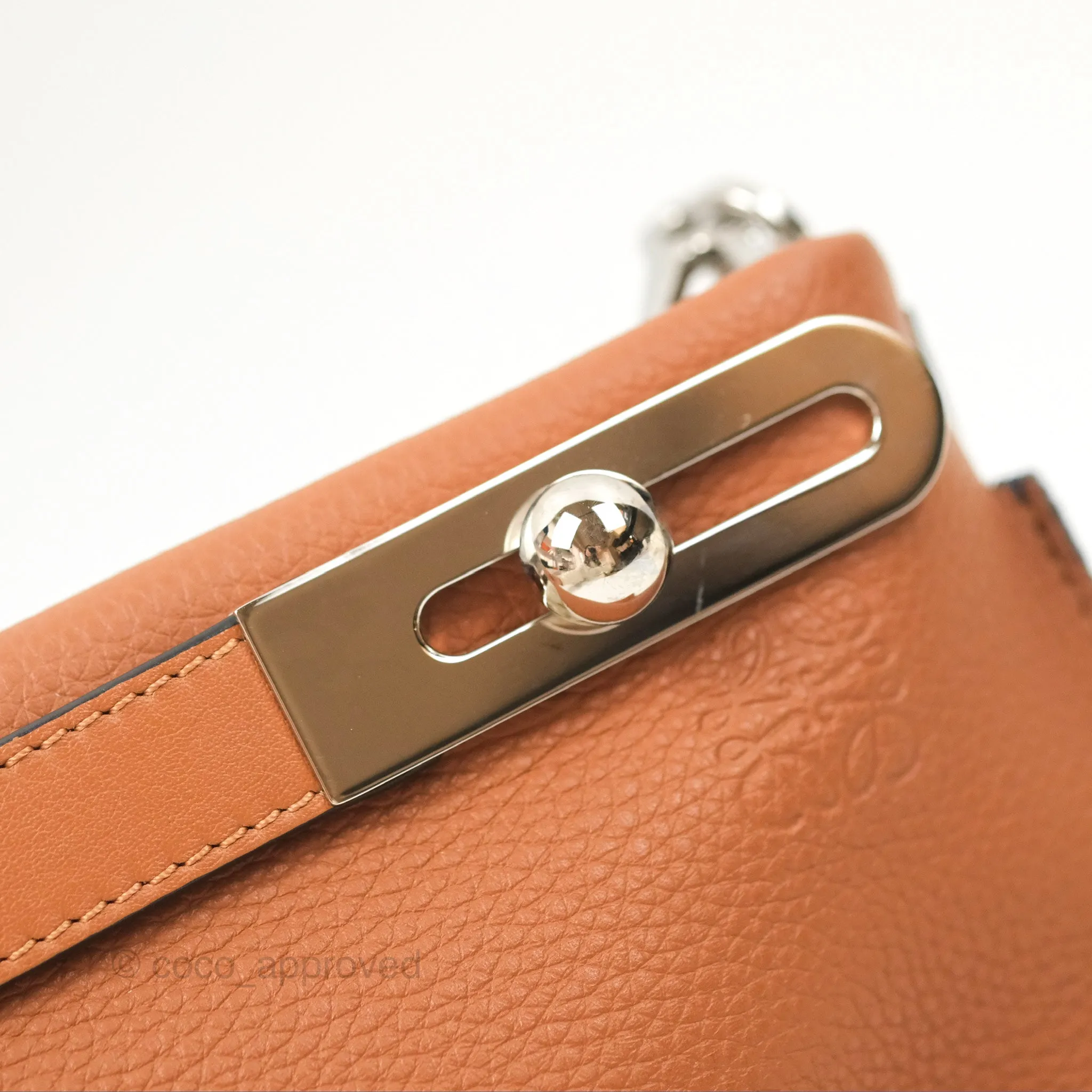 Loewe Small Missy Bag Striped Blue Grey Canvas Tan Leather