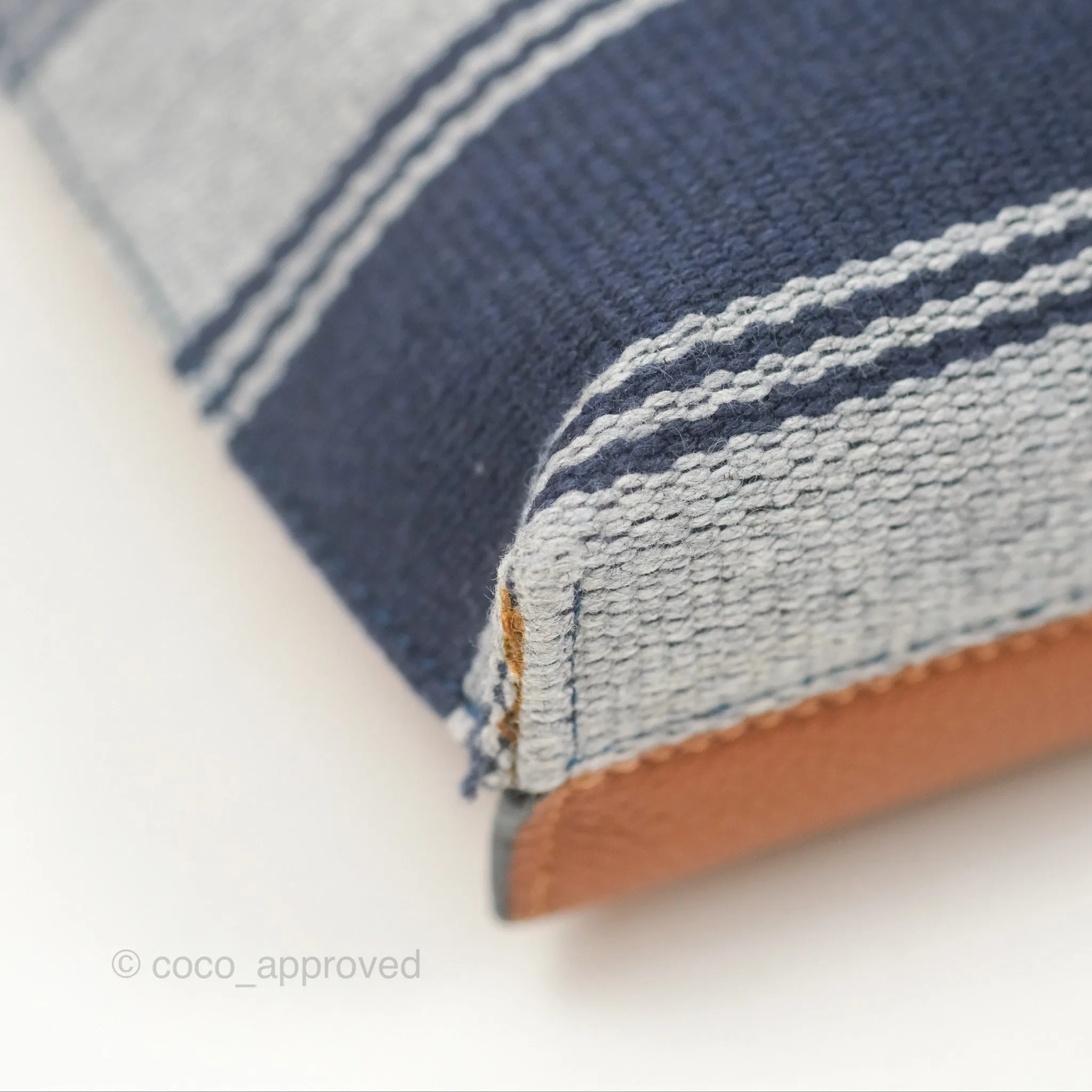 Loewe Small Missy Bag Striped Blue Grey Canvas Tan Leather
