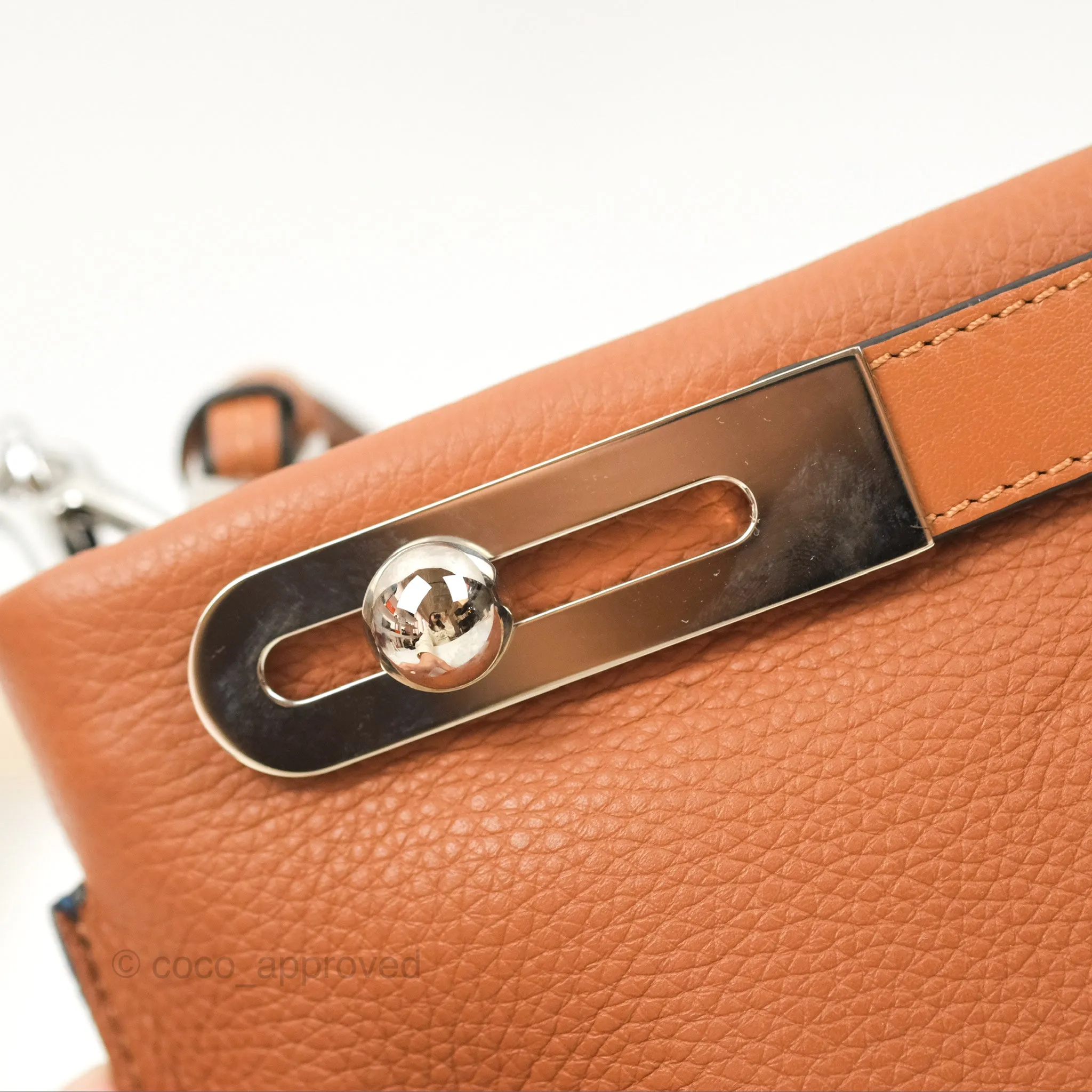 Loewe Small Missy Bag Striped Blue Grey Canvas Tan Leather